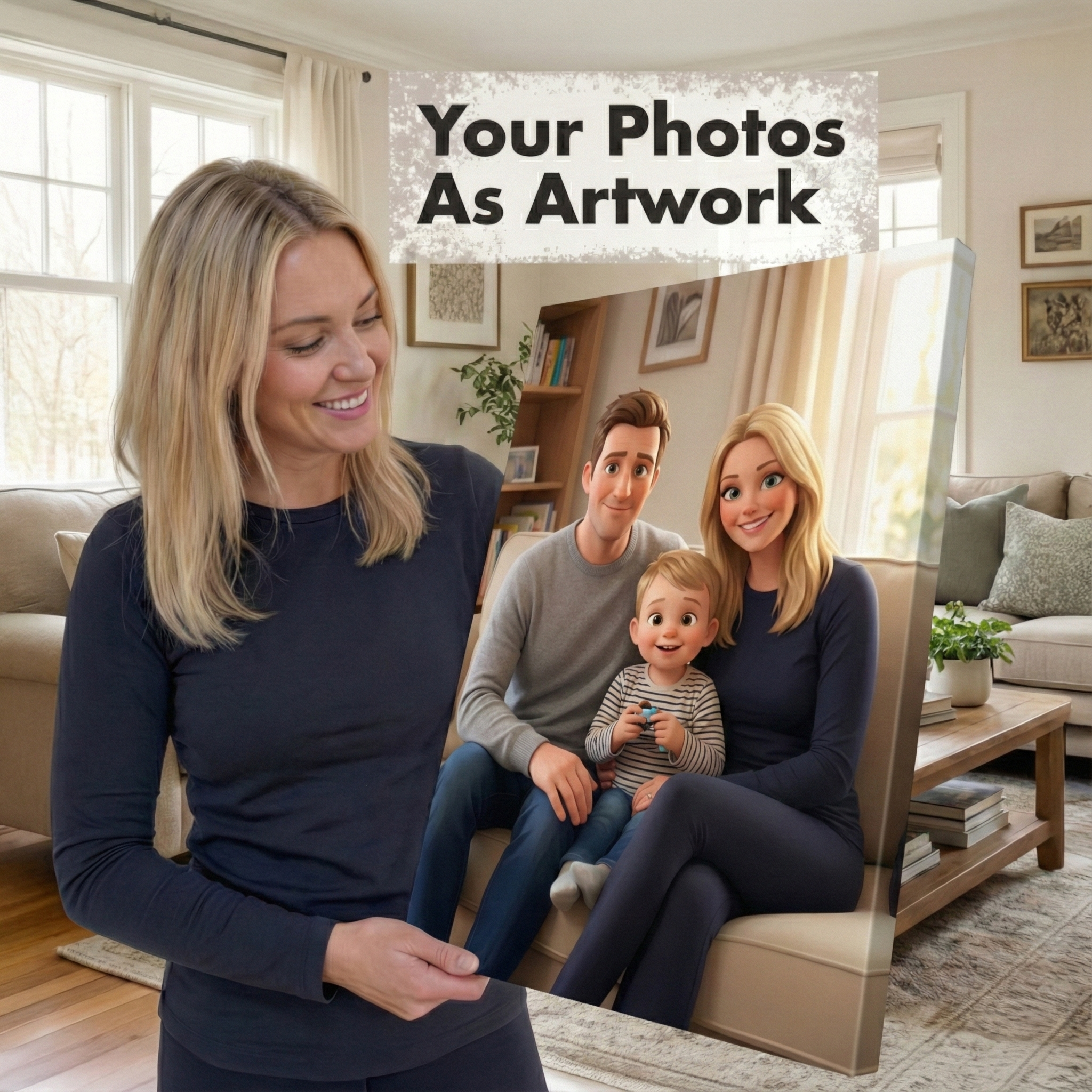 Custom Pixar Style Portrait Made From Your Photos, Family Photo Transformation Art, Anniversary Gift Idea, Personalized Animated Artwork Wall Display