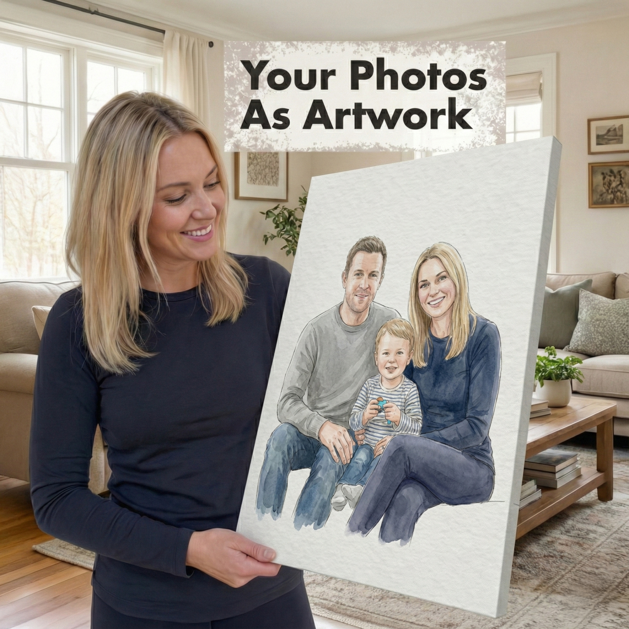 Custom Painting From Your Photo, Family Portrait, Wedding Or Romantic Portrait Gift For Couples