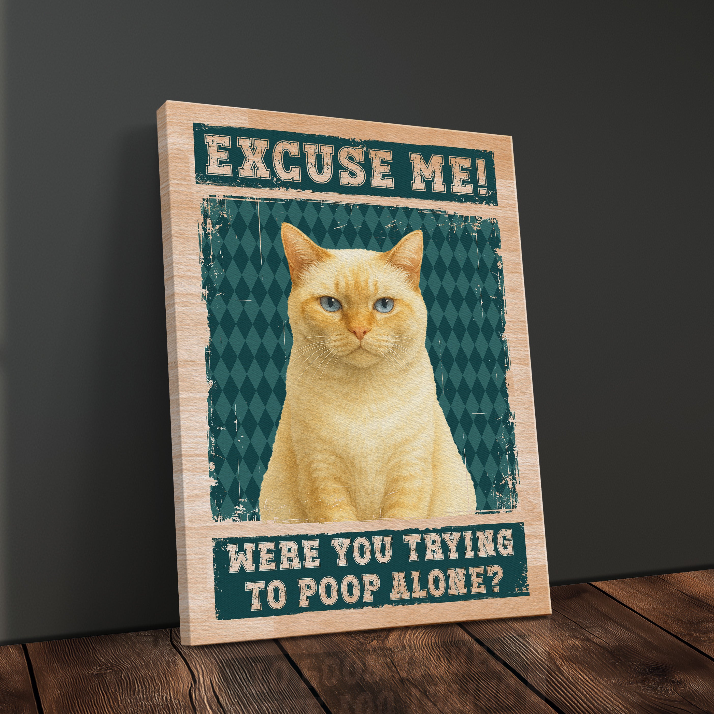 Personalized Funny Cat Bathroom Decor Canvas Print For Cat Mom, Custom Gift For Cat Lover, Were You Trying To Poop Alone