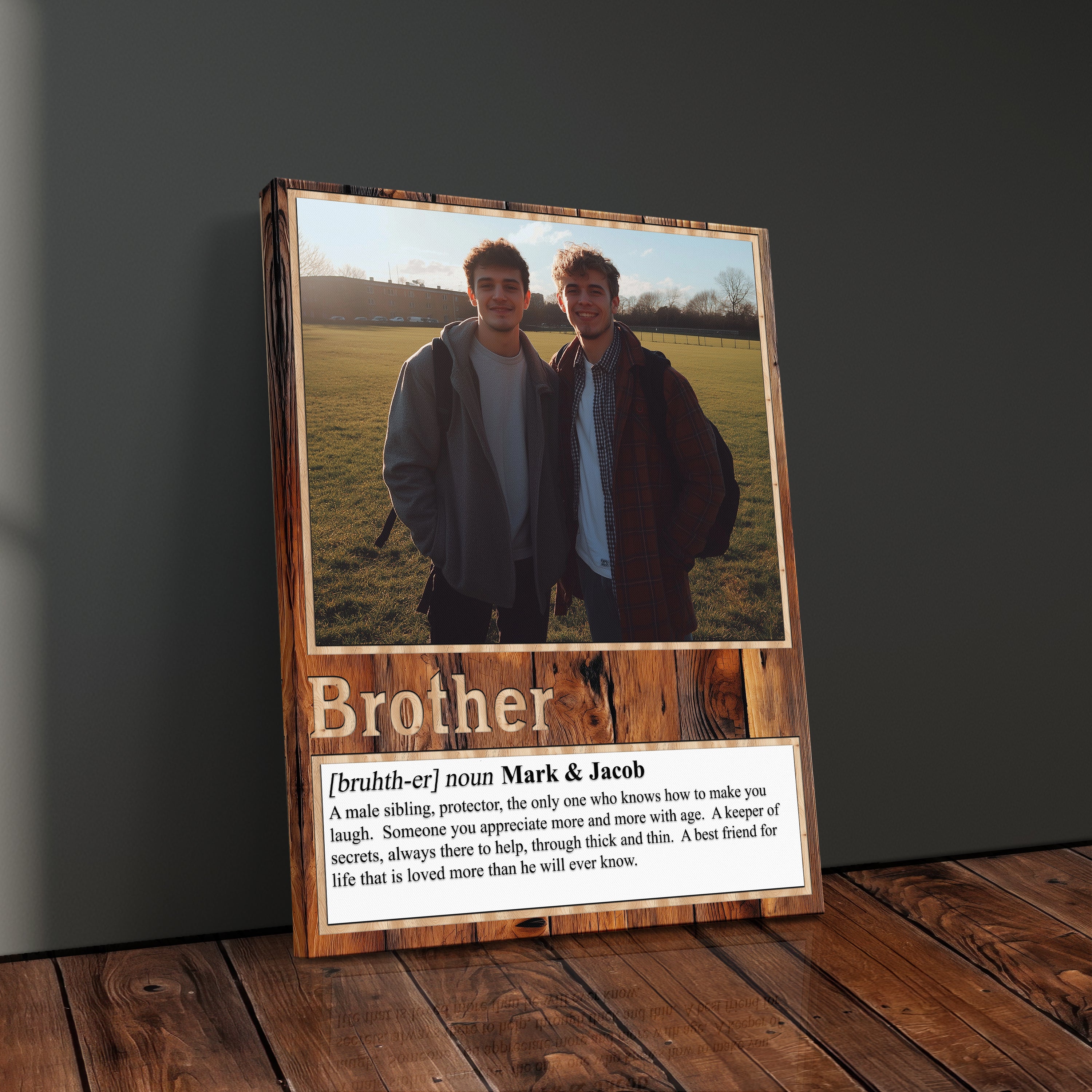 Personalized Gift For Brother Definition Canvas Print, Custom Photo Gift Wall Art, Family Picture Canvas