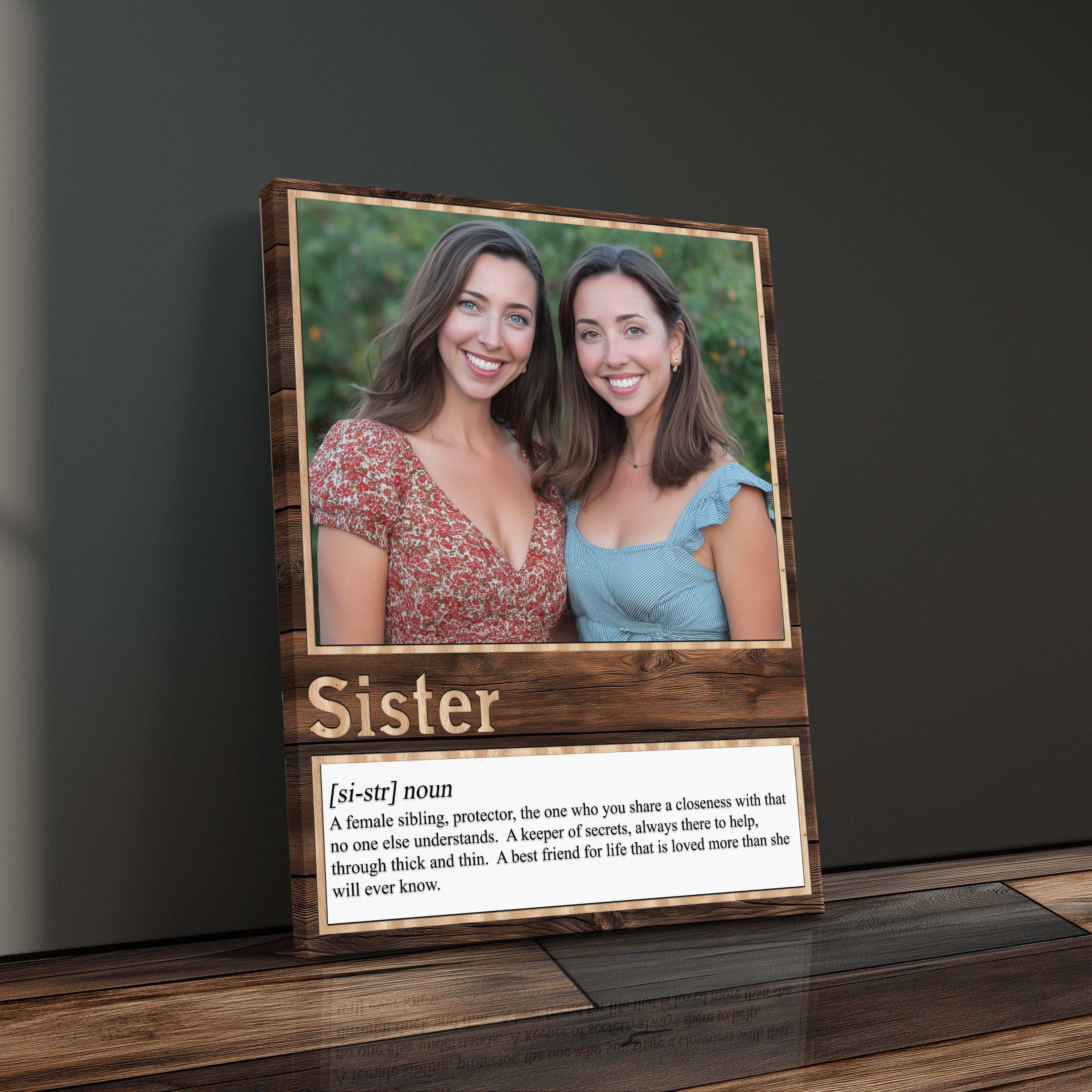 Personalized Gift For Sister Definition Canvas Print Wall Art, Family Photo Gift Idea For Sister Birthday Present