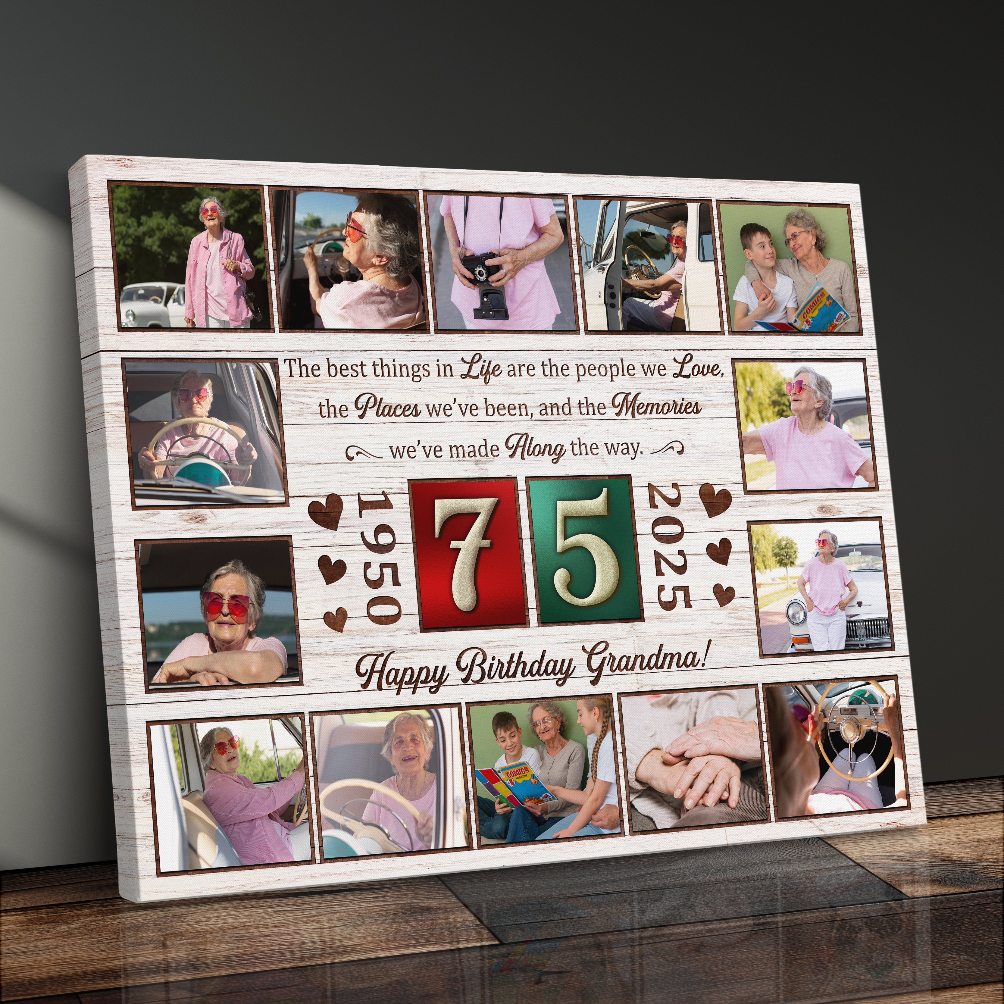 Personalized Birthday Gift For Grandparents 75th Birthday Photo Collage Custom Canvas Print Gift Idea For Grandma or Grandpa