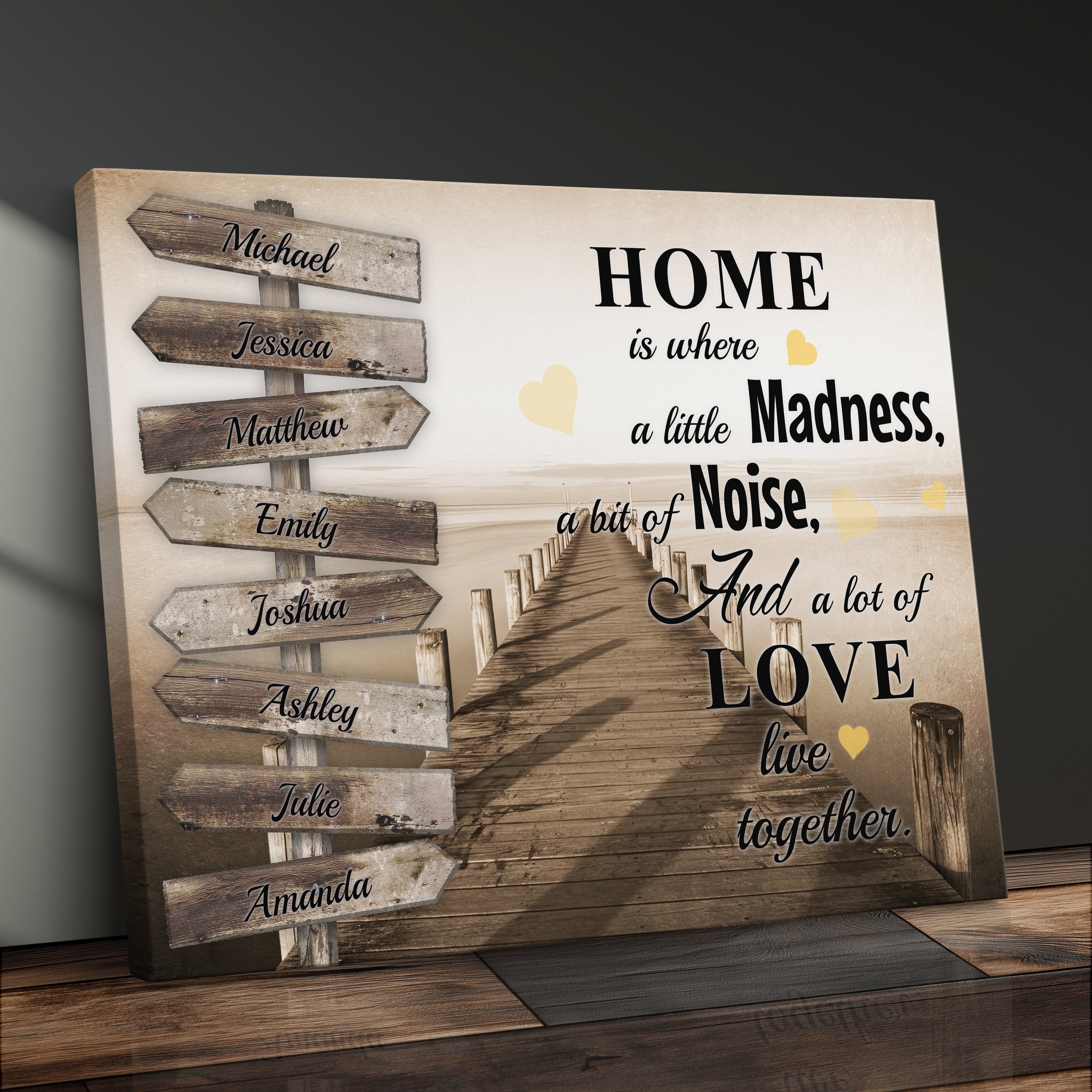 Personalized Family Name Canvas Print Home Decor Rustic Style Lake House Wall Art