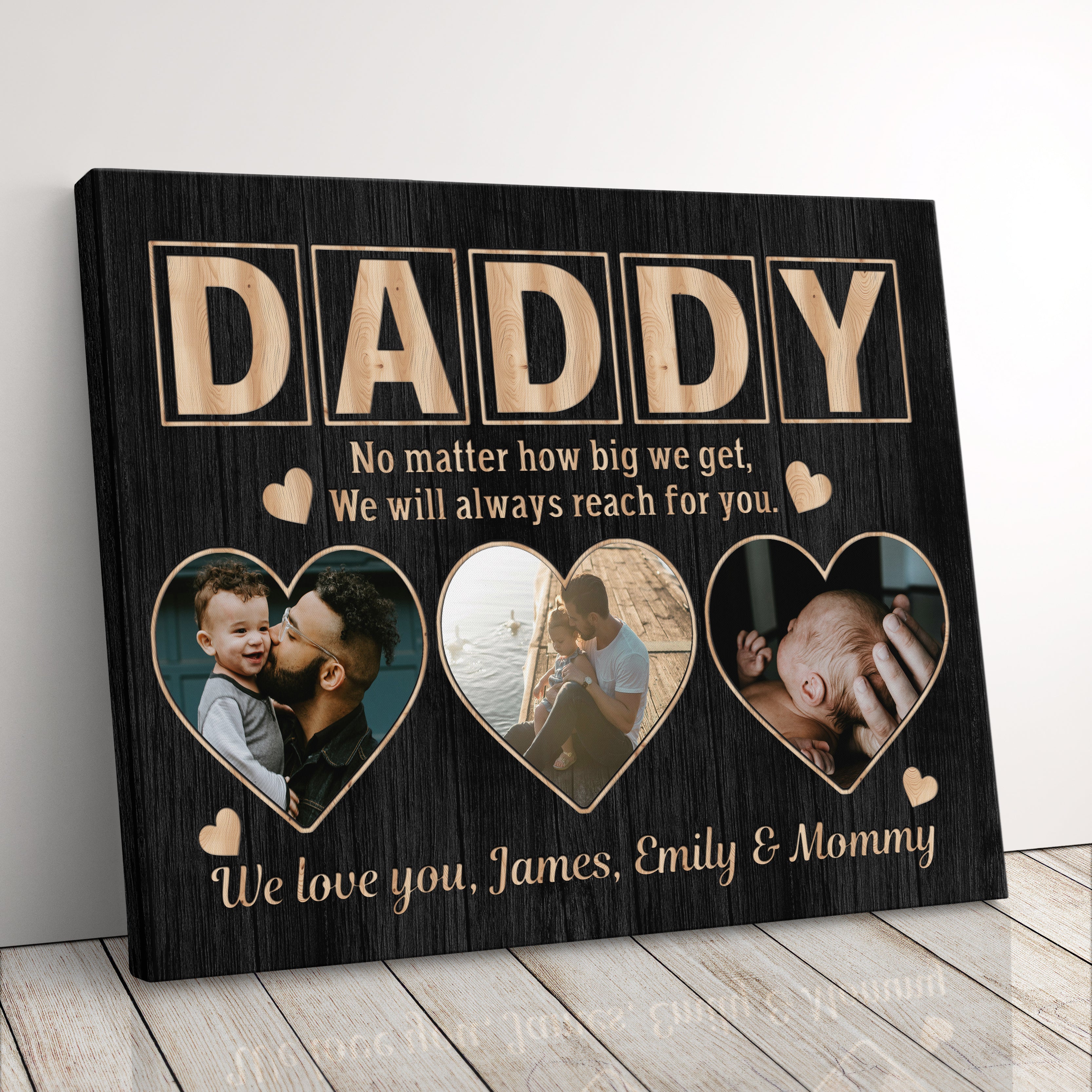 Personalized Family Picture Canvas Print Gift For Dad Farmhouse Decor Family Photo Frame