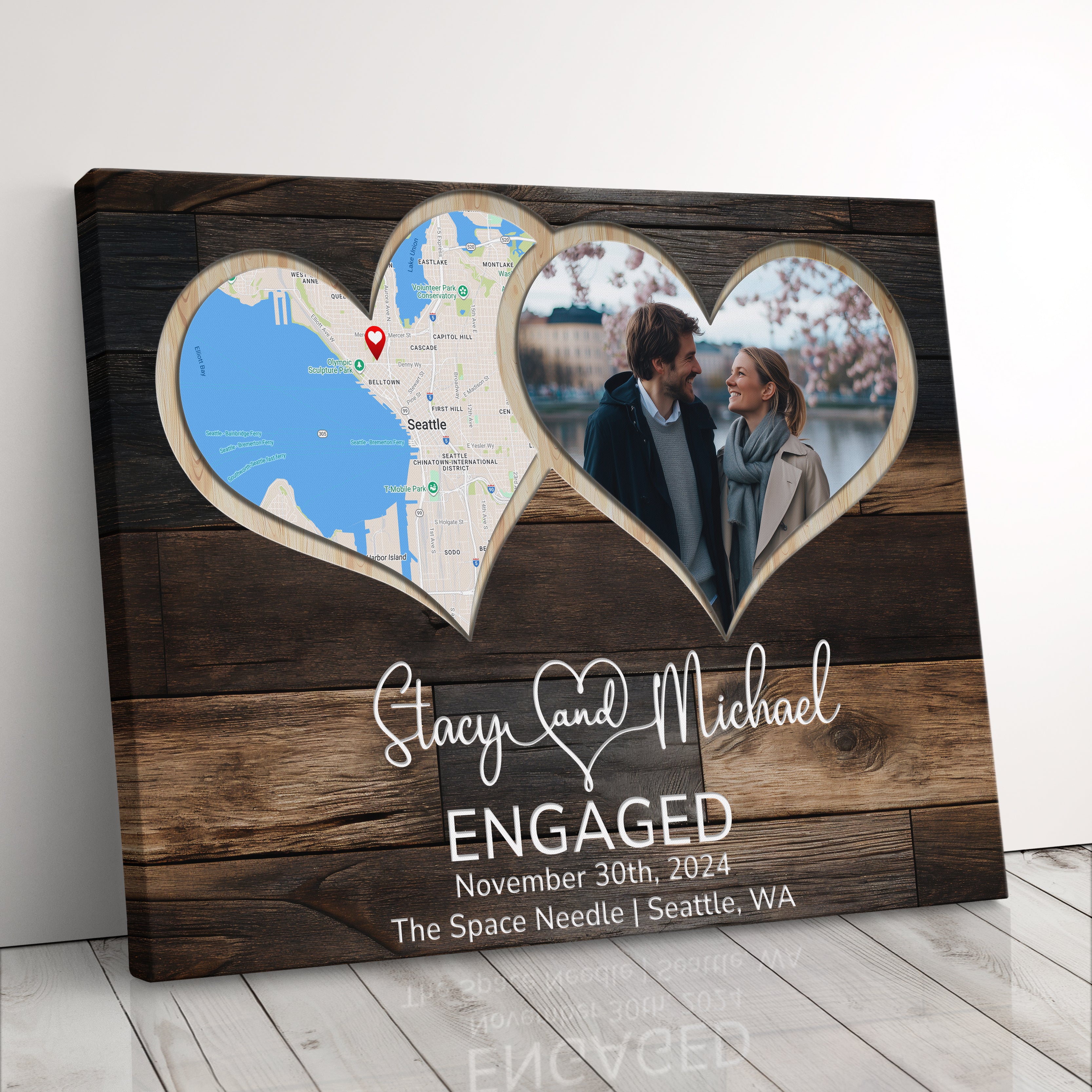 Personalized Engagement Gift For Couples Photo Canvas Print Custom Wedding Or Anniversary Gift For Couples