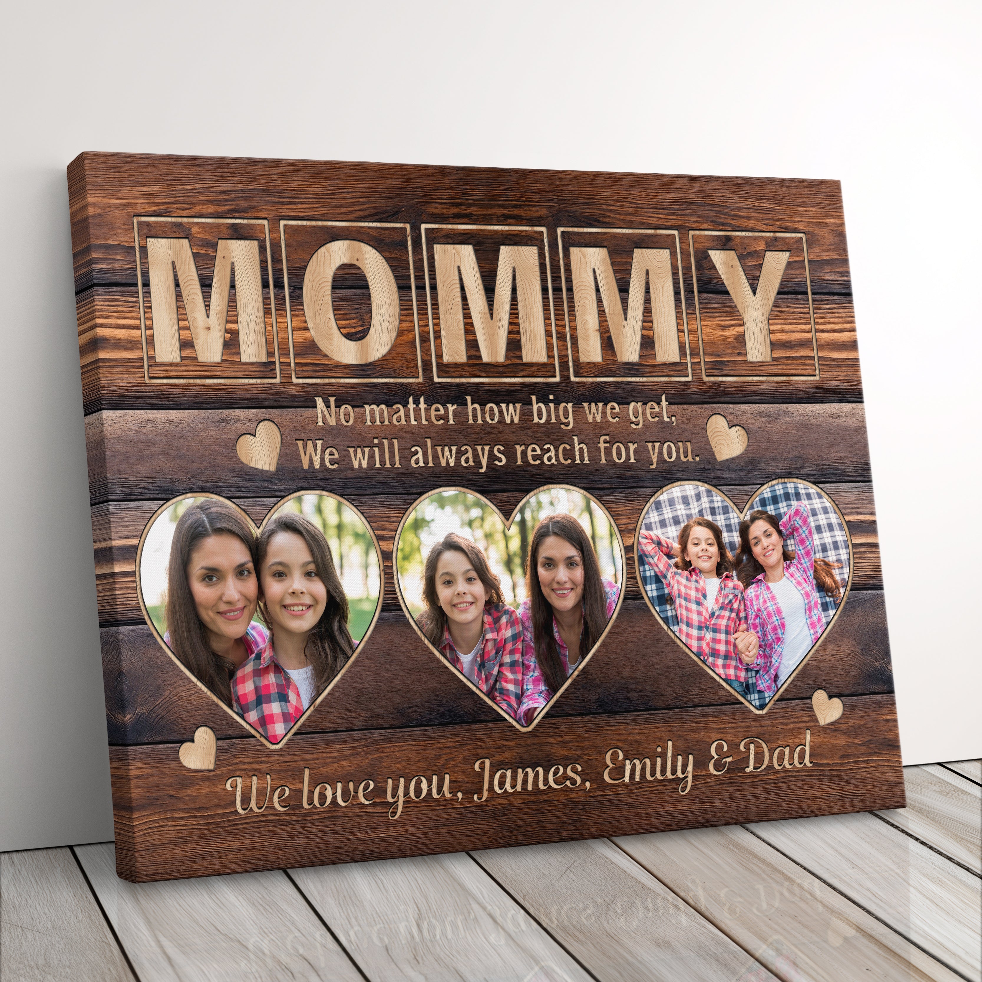 Personalized Family Picture Canvas Print Gift For Mom Farmhouse Decor Family Photo Frame