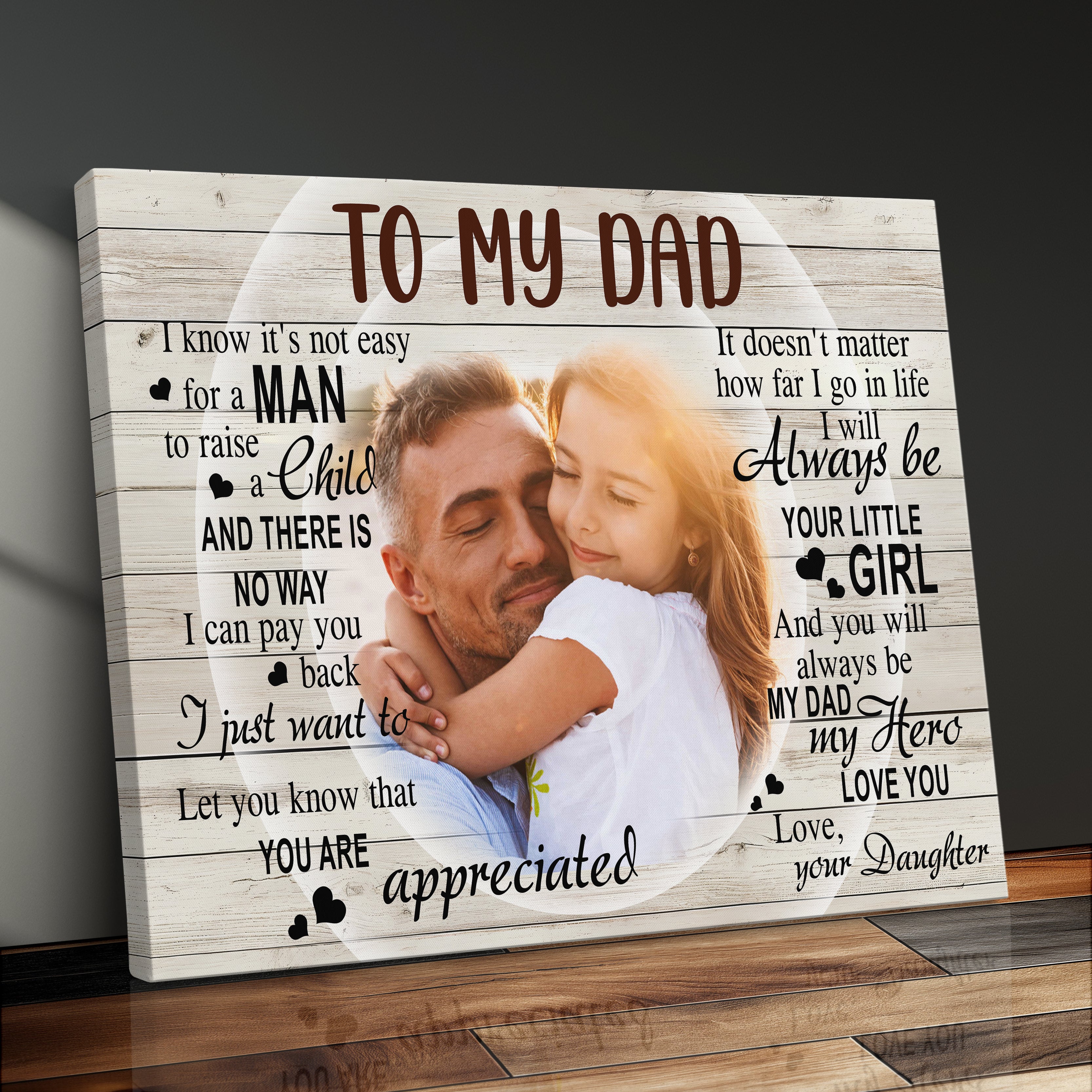 Personalized Gift For Dad From Daughter Canvas Print Photo Gift To Dad Family Picture Frame
