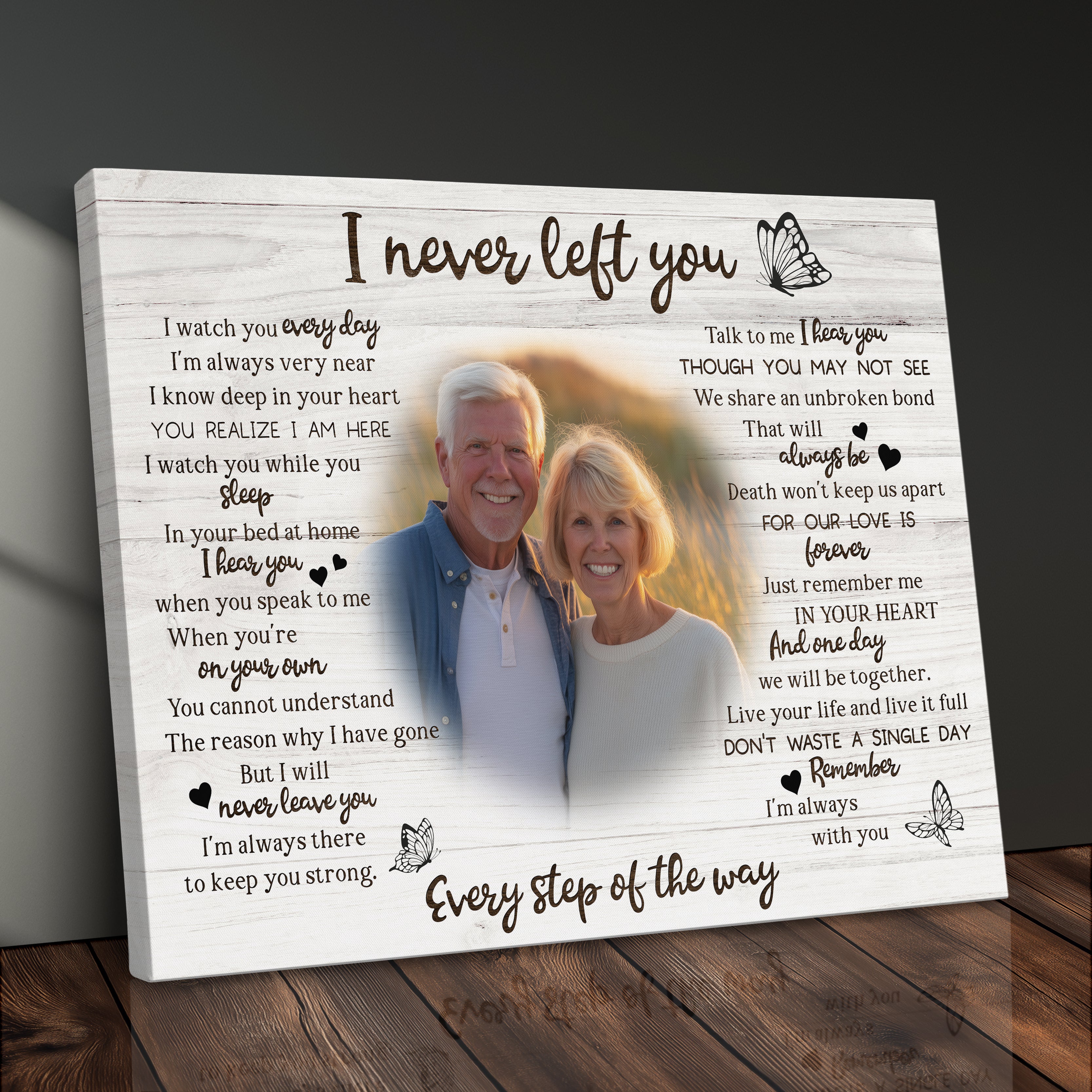 Personalized Photo Memorial Canvas Print Gift For Loss Of Loved One, Custom Sympathy Gift For Loss, Rest In Peace Mom Or Dad I Never Left You