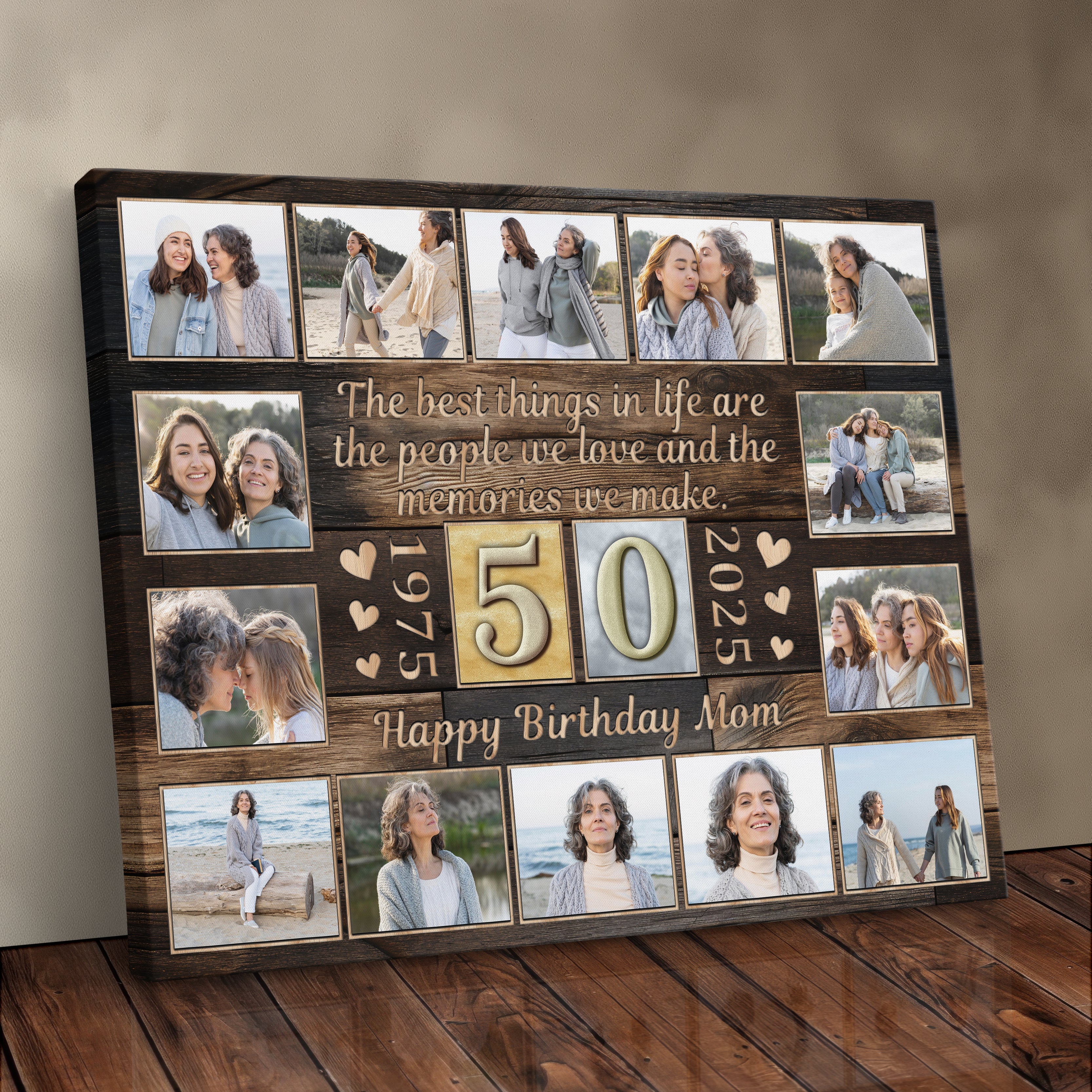 Personalized Birthday Gift For Grandma or Grandpa 50th Birthday Photo Collage Custom Canvas Print Gift Idea For Parents or Grandparents