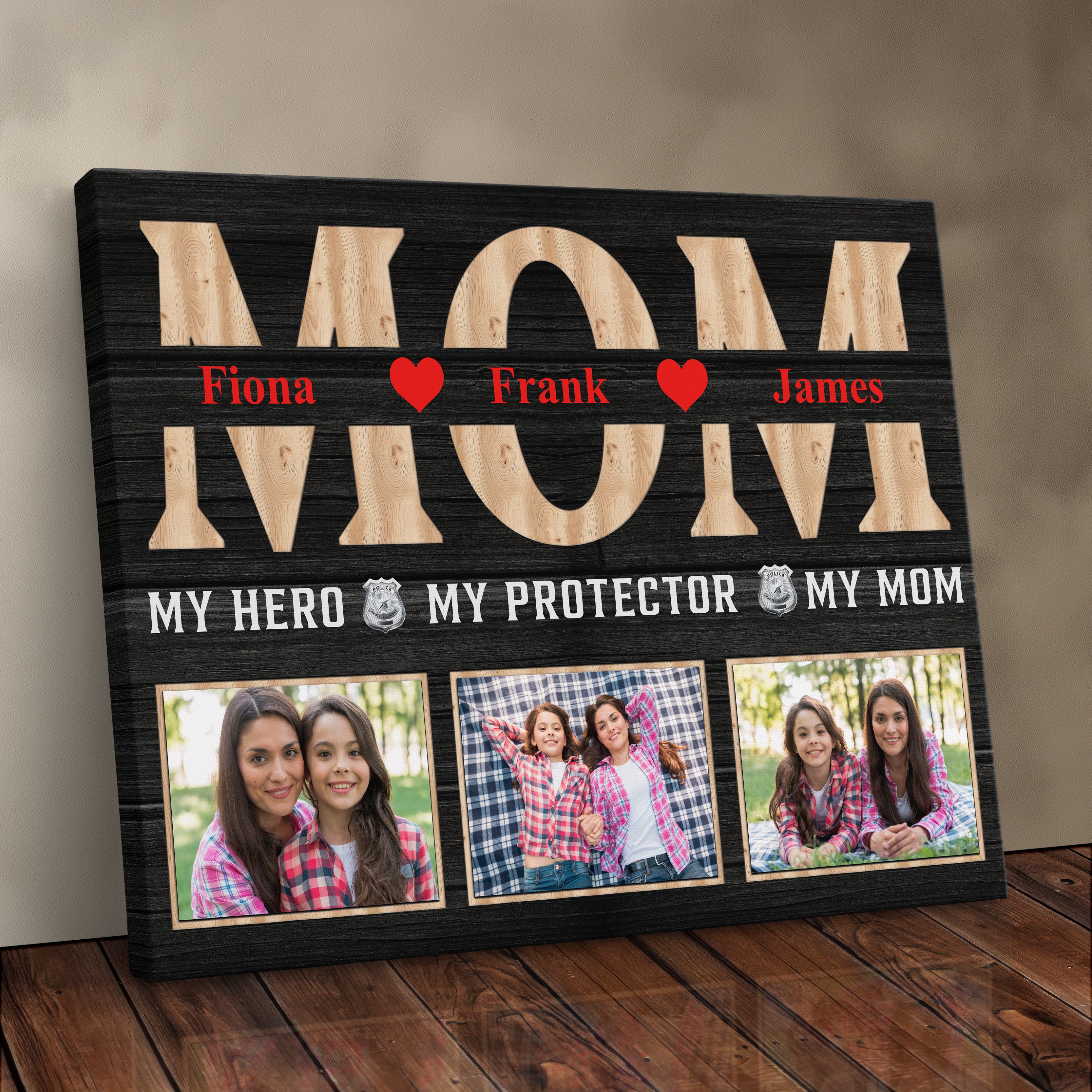 Personalized Gift For Mom Police, Fire, Or Military Mother Photo Collage Canvas Print Photo Gift Idea For Mom