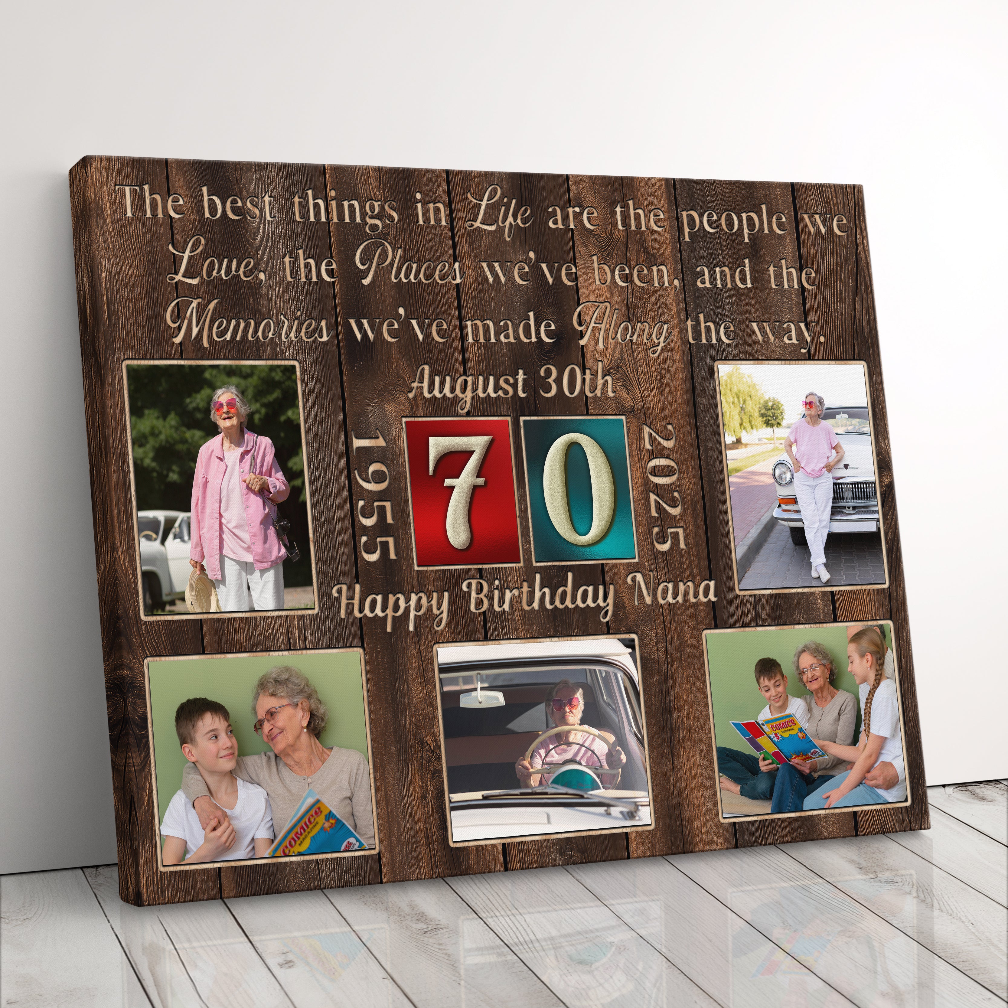 Personalized Birthday Gift For Grandpa or Grandma 70th Birthday Photo Collage Custom Canvas Print Gift Idea For Parents or Grandparents
