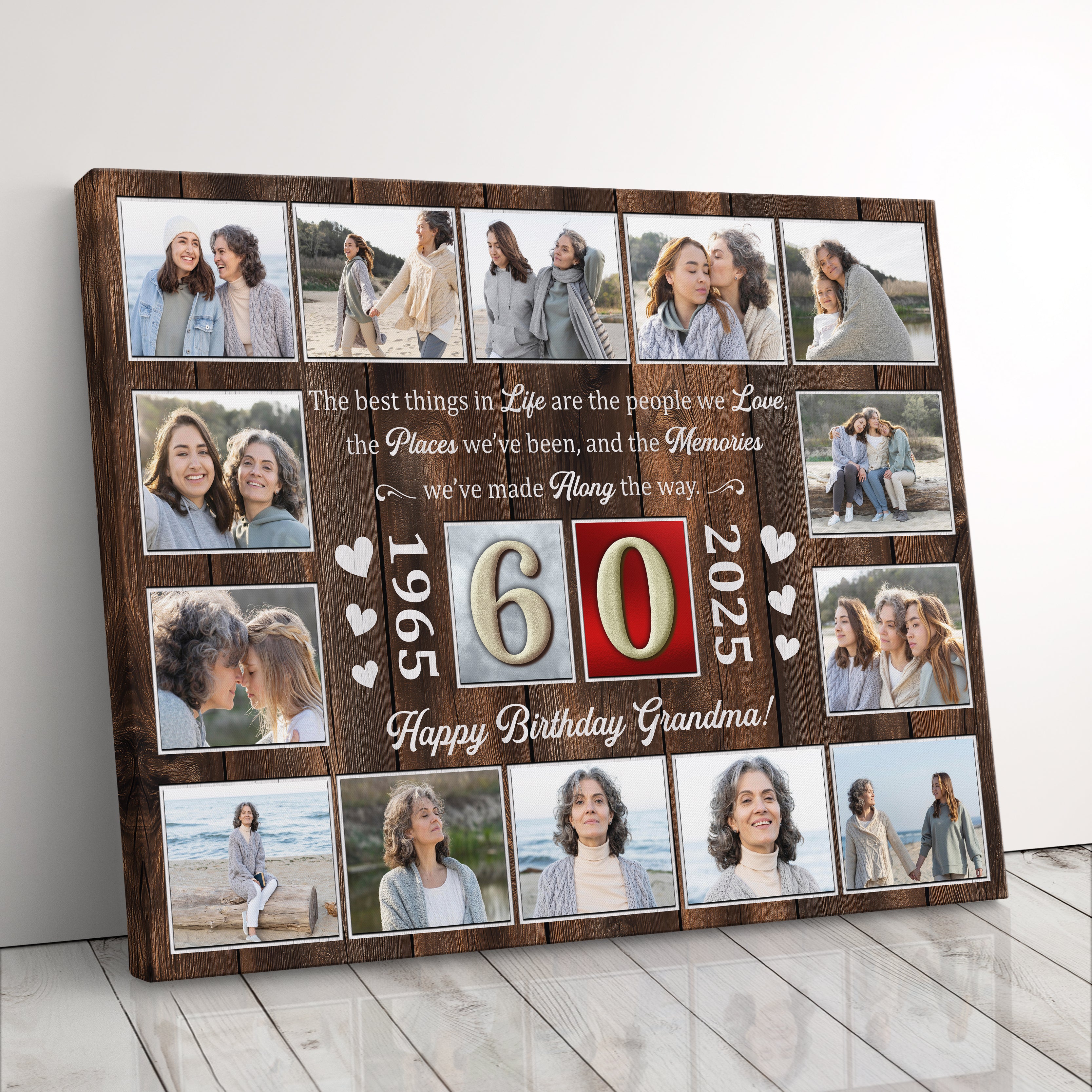 Personalized Birthday Gift For Grandparents 60th Birthday Photo Collage Custom Canvas Print Gift Idea For Grandma or Grandpa
