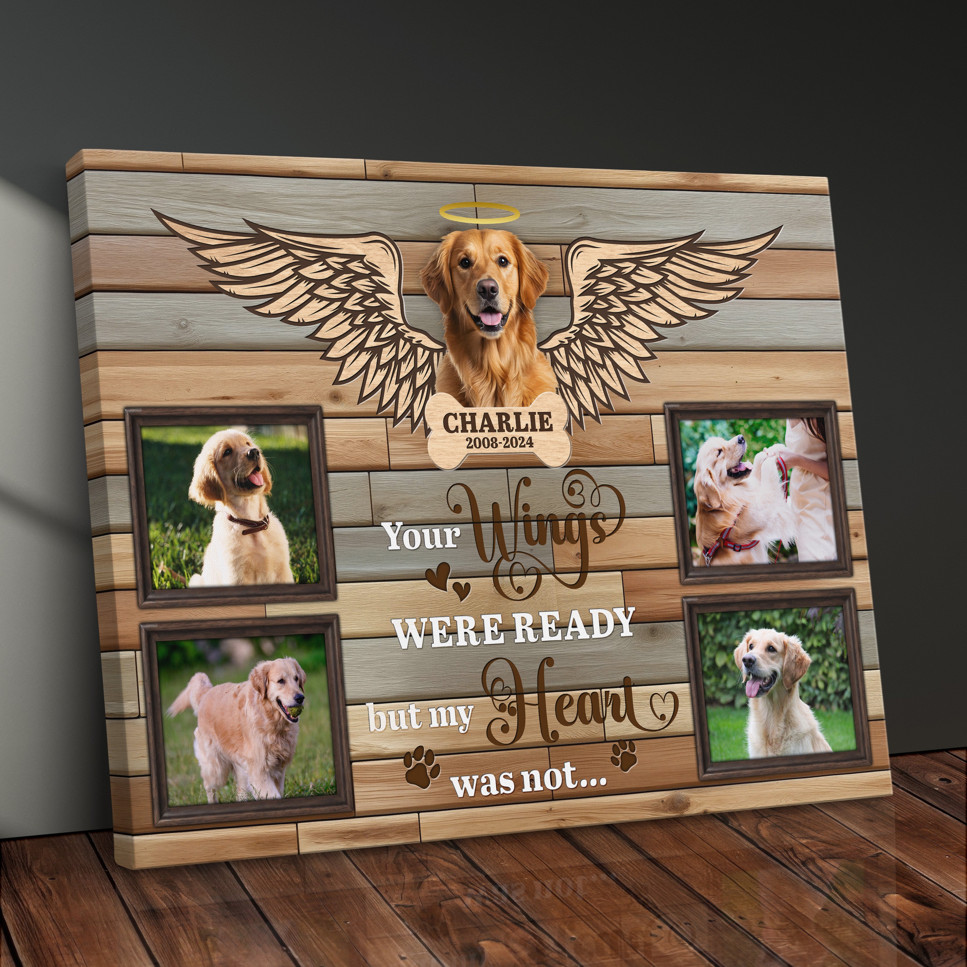 Personalized Dog Remembrance Canvas Print, Custom Pet Loss Gift For Dog Loss, Pet Memory Photo Collage, Memorial Canvas For Dog Lover