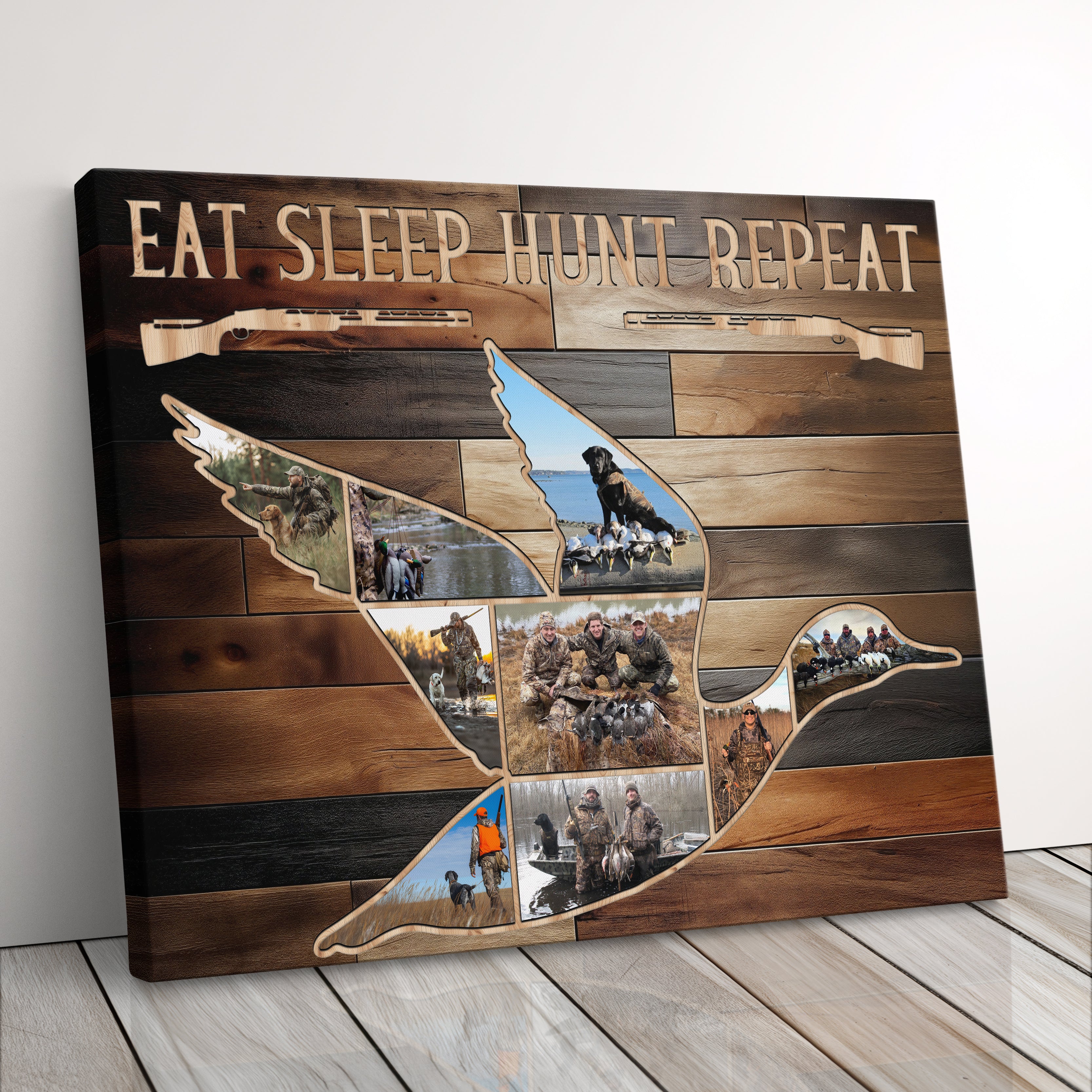 Personalized Duck Hunting Canvas Print Gift For Husband, Dad, Or Boyfriend, Custom Duck Hunting Photo Collage