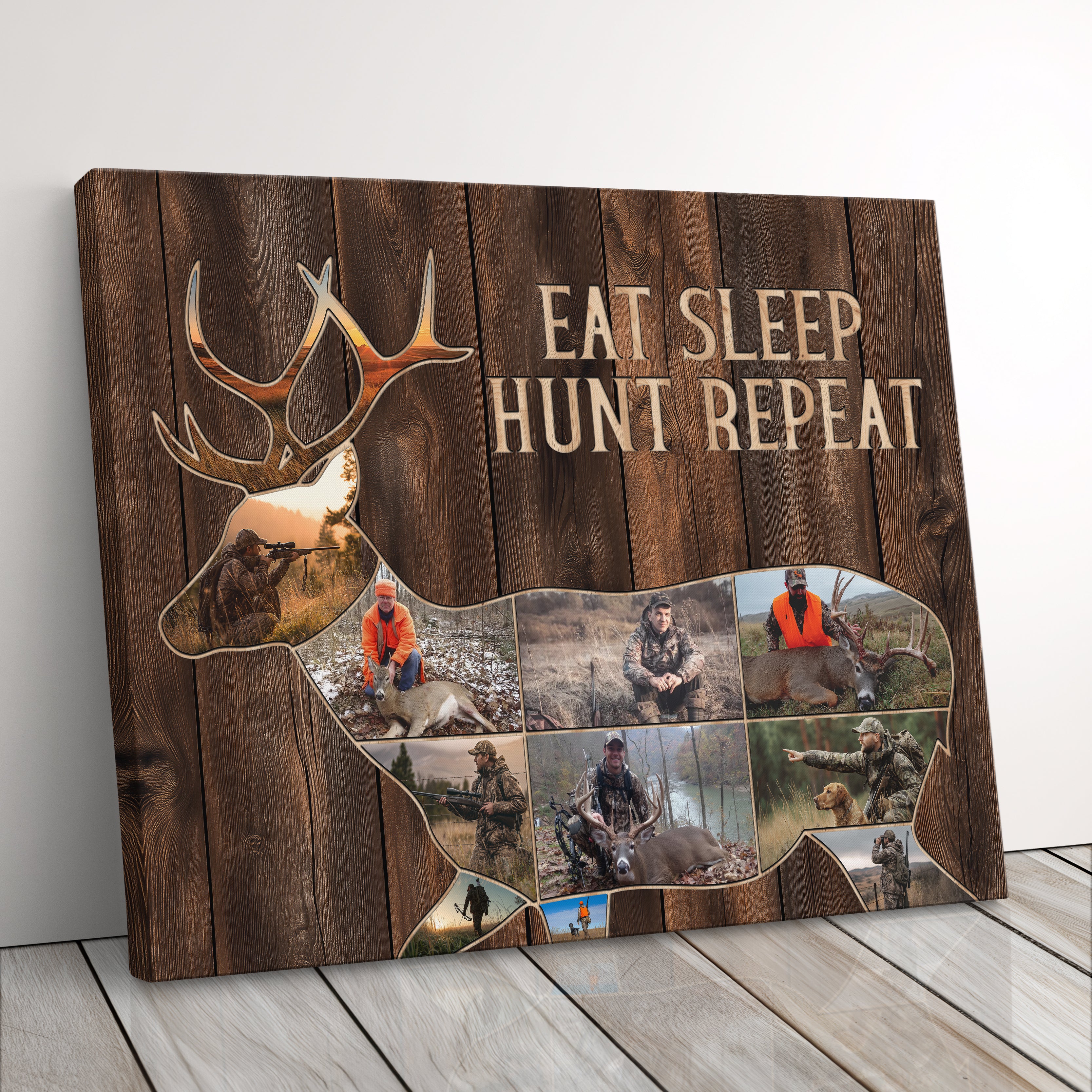 Personalized Deer Hunting Canvas Print Gift For Husband, Dad, Or Boyfriend, Custom Deer Hunting Photo Collage