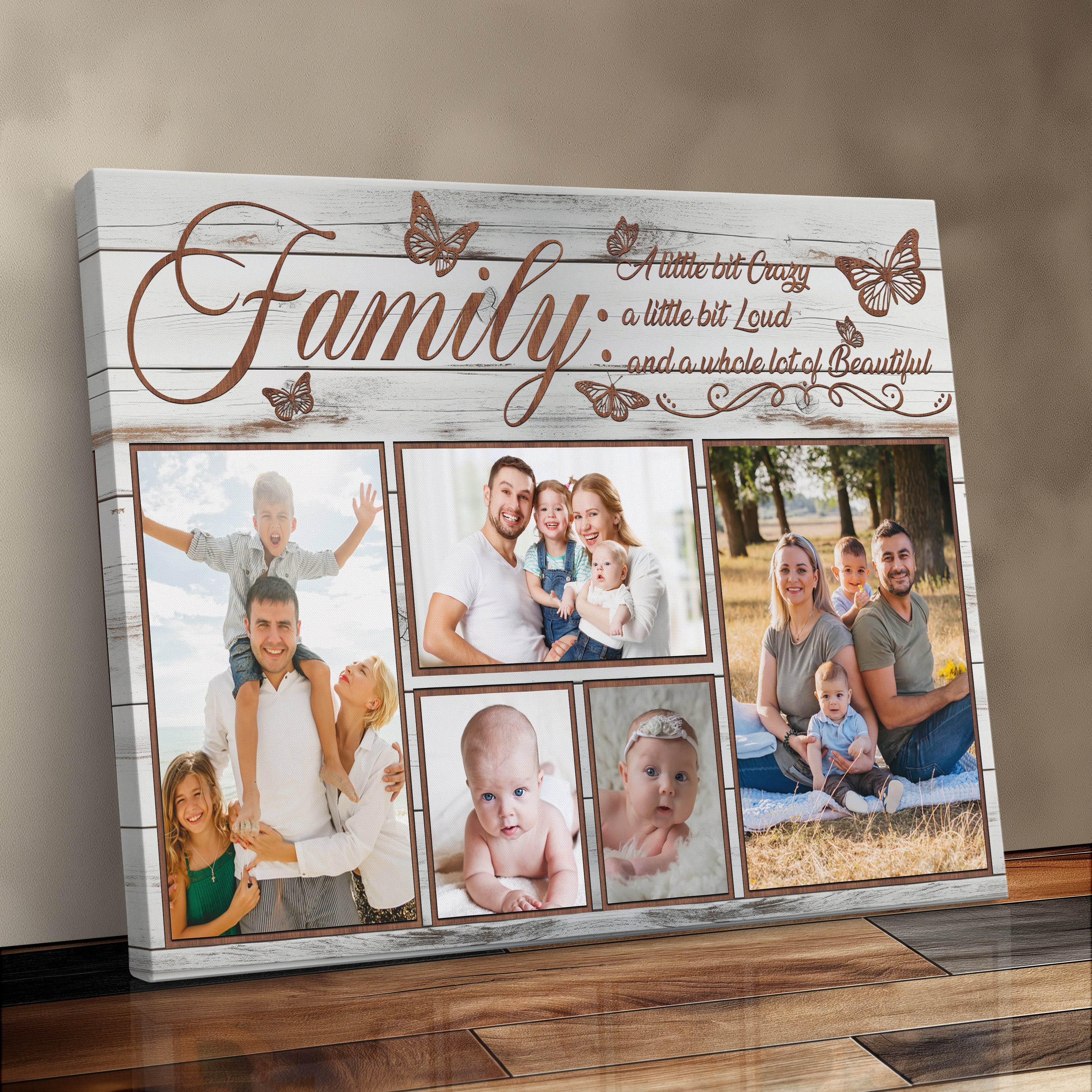 Personalized Canvas Print Rustic Decor Photo Collage Family Gift Idea For Husband Or Wife