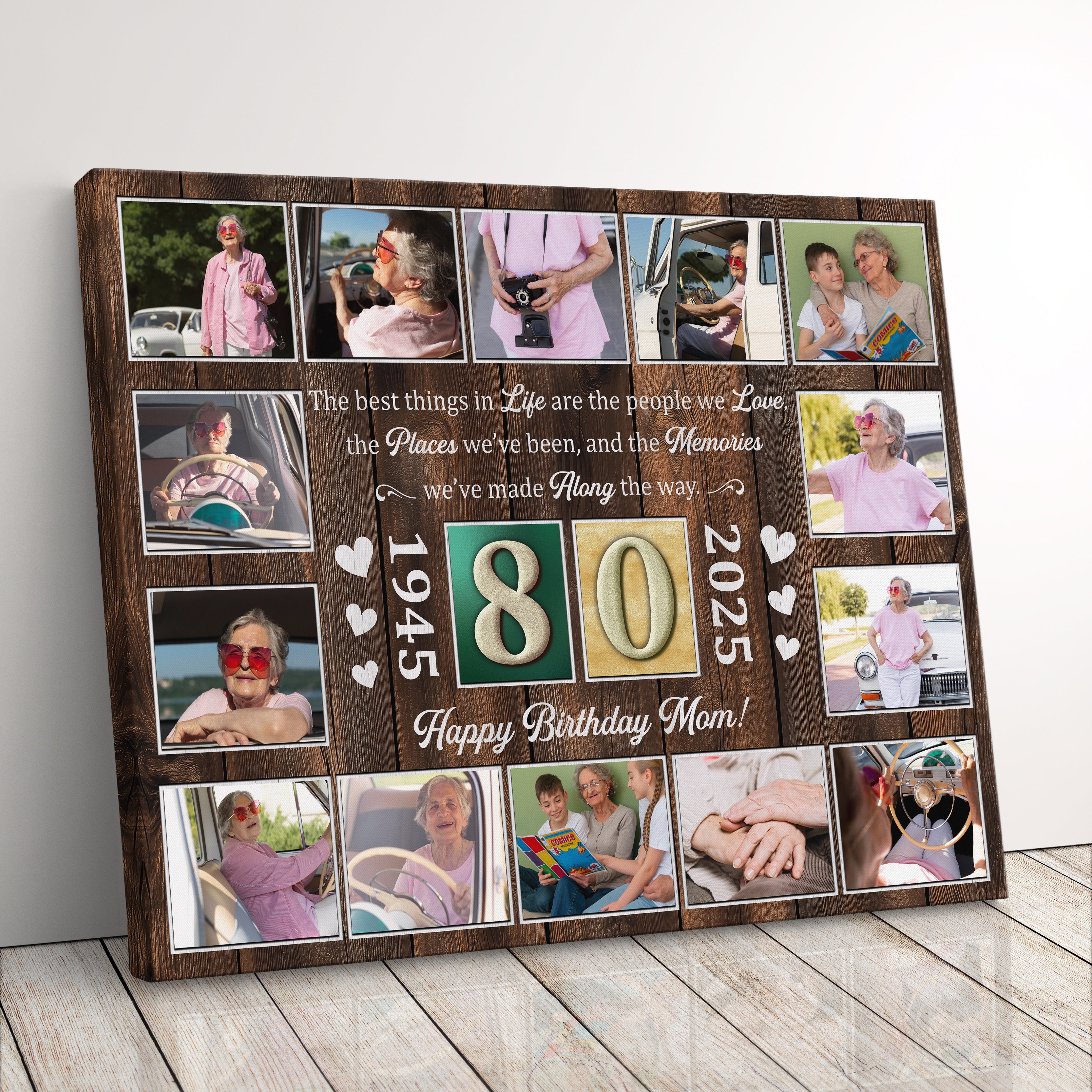 Personalized Birthday Gift For Grandparents 80th Birthday Photo Collage Custom Canvas Print Gift Idea For Grandma or Grandpa