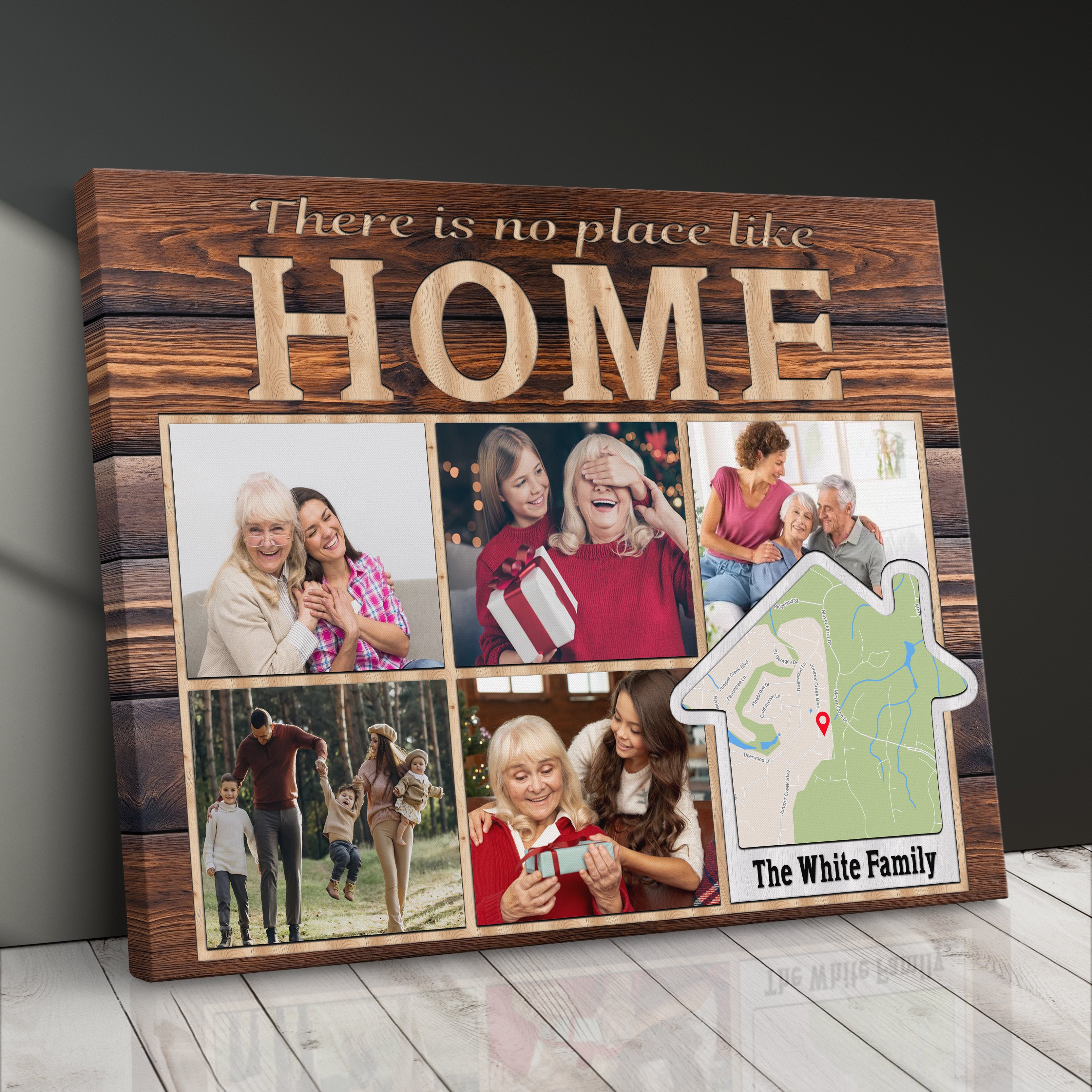 Personalized Photo Frame Canvas Print Custom Family Photo Gift Idea For Parents Rustic Wall Art
