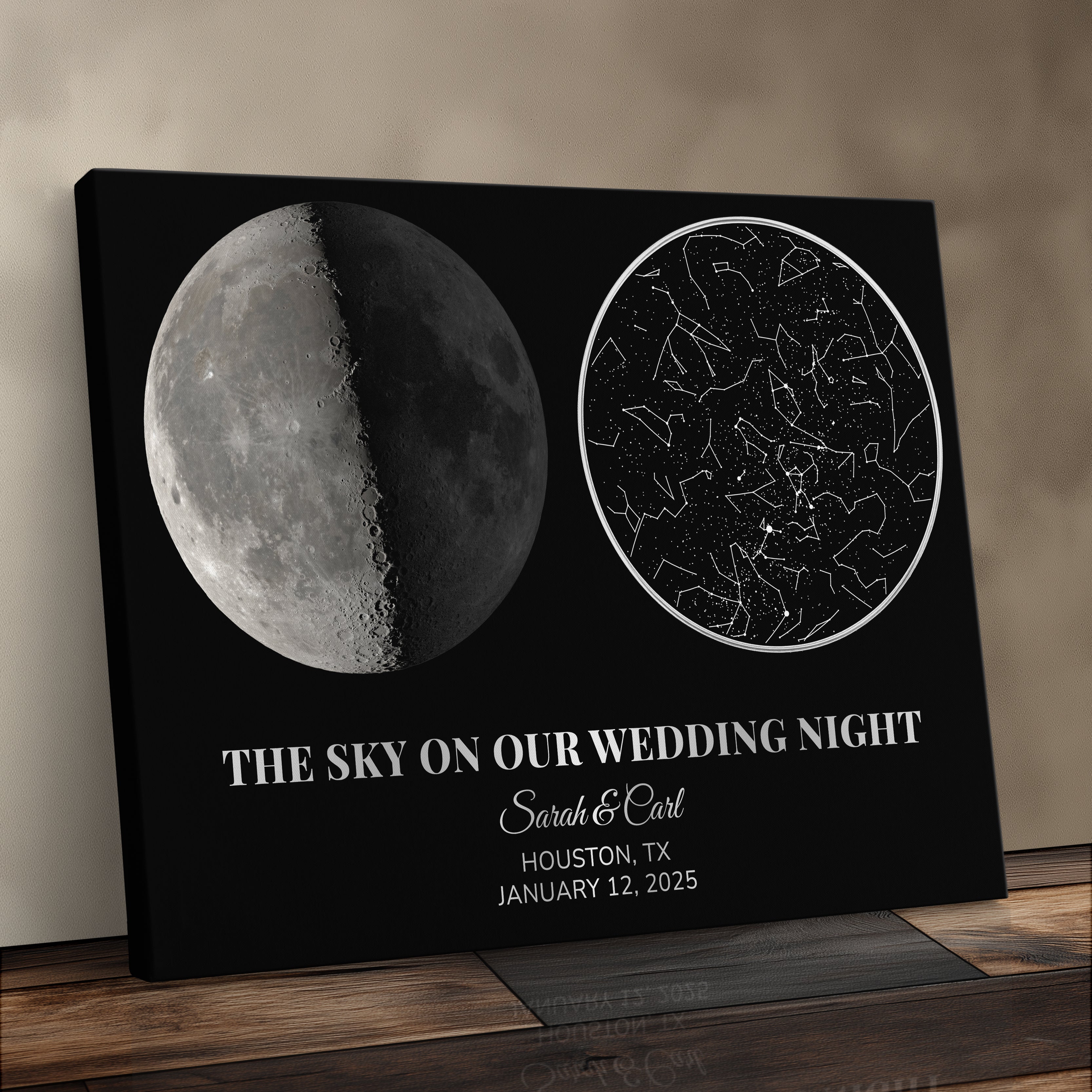 The Moon & Stars Personalized Romantic Canvas Print