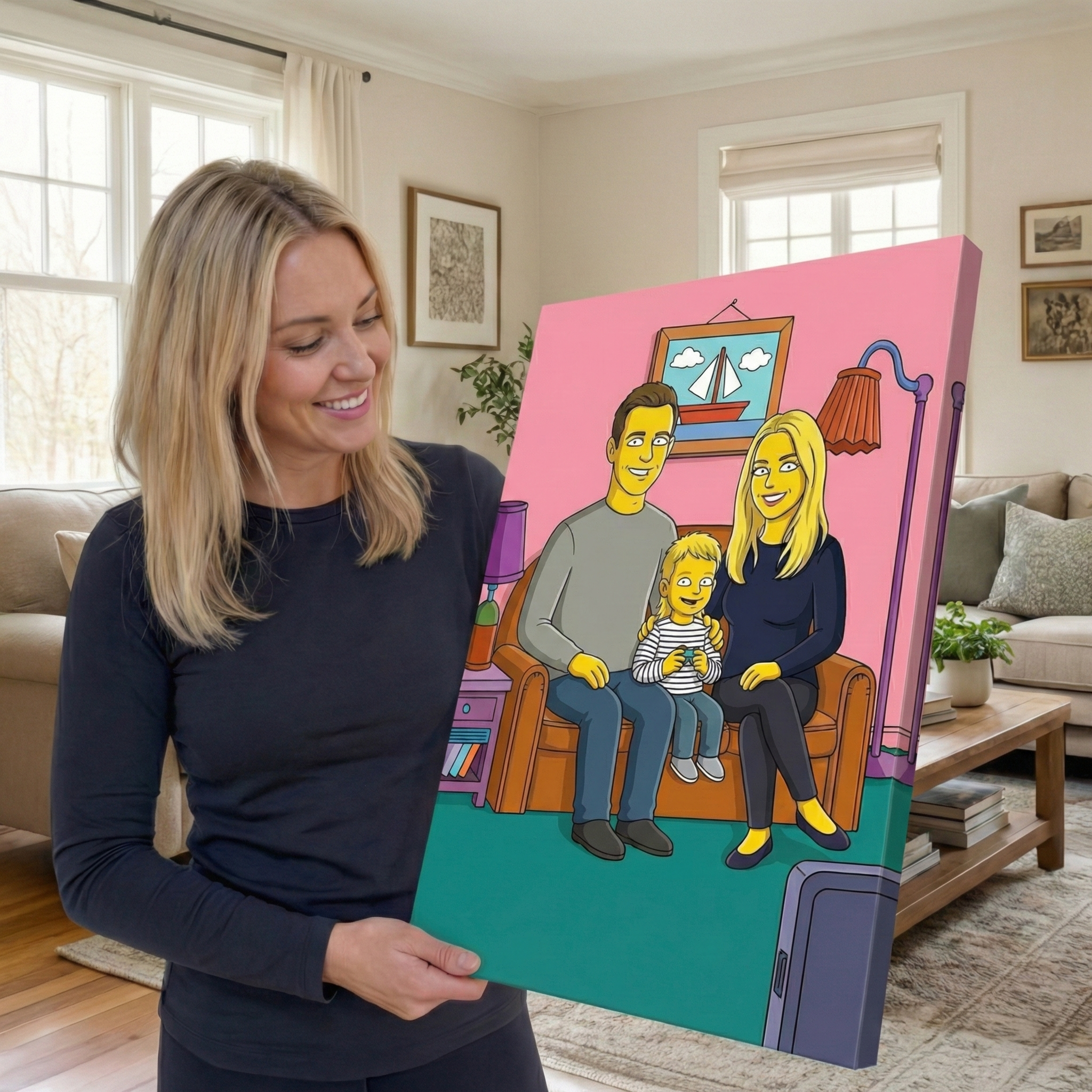 Custom Simpsons Family Cartoon Portrait, The Simpsons Gifts For Her, Valentines Day Couples Gifts For Anniversary Custom Family Gifts