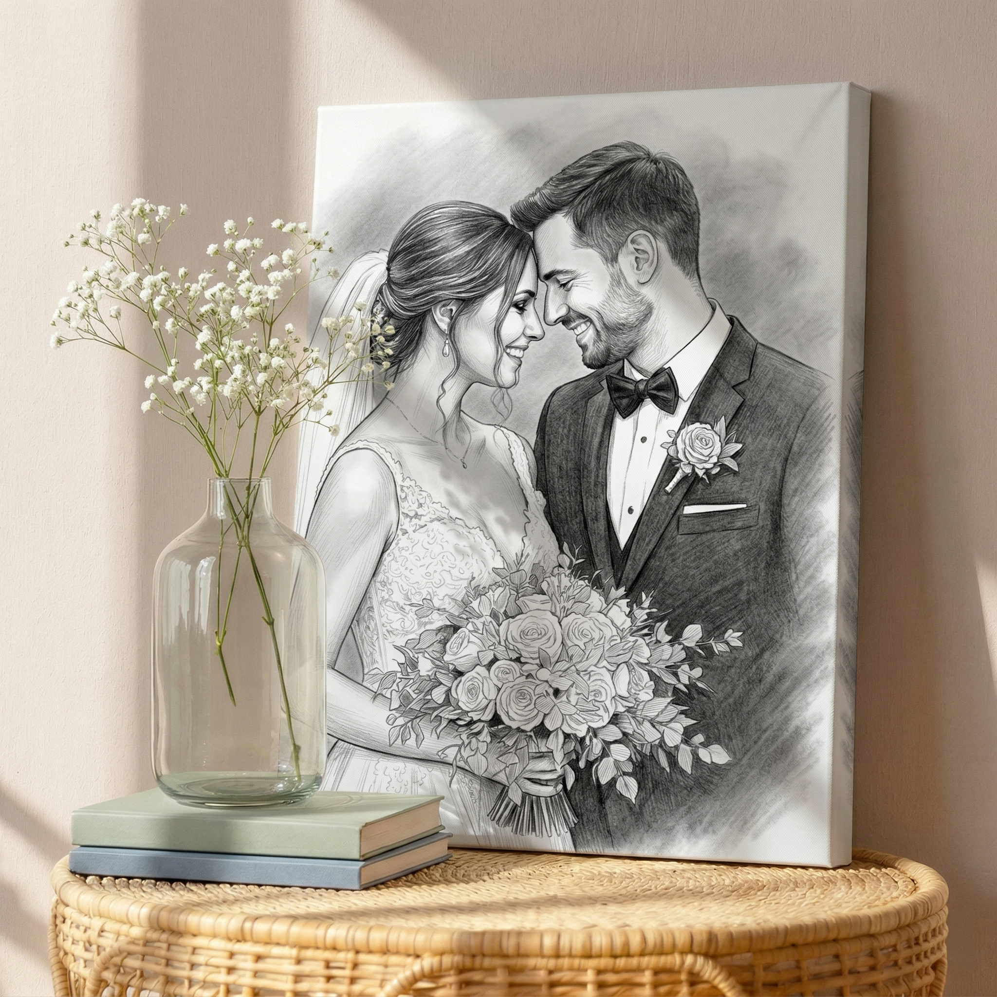 Custom Couples Portrait Pencil Sketch From Photo, Perfect Anniversary, Engagement, or Wedding Gift