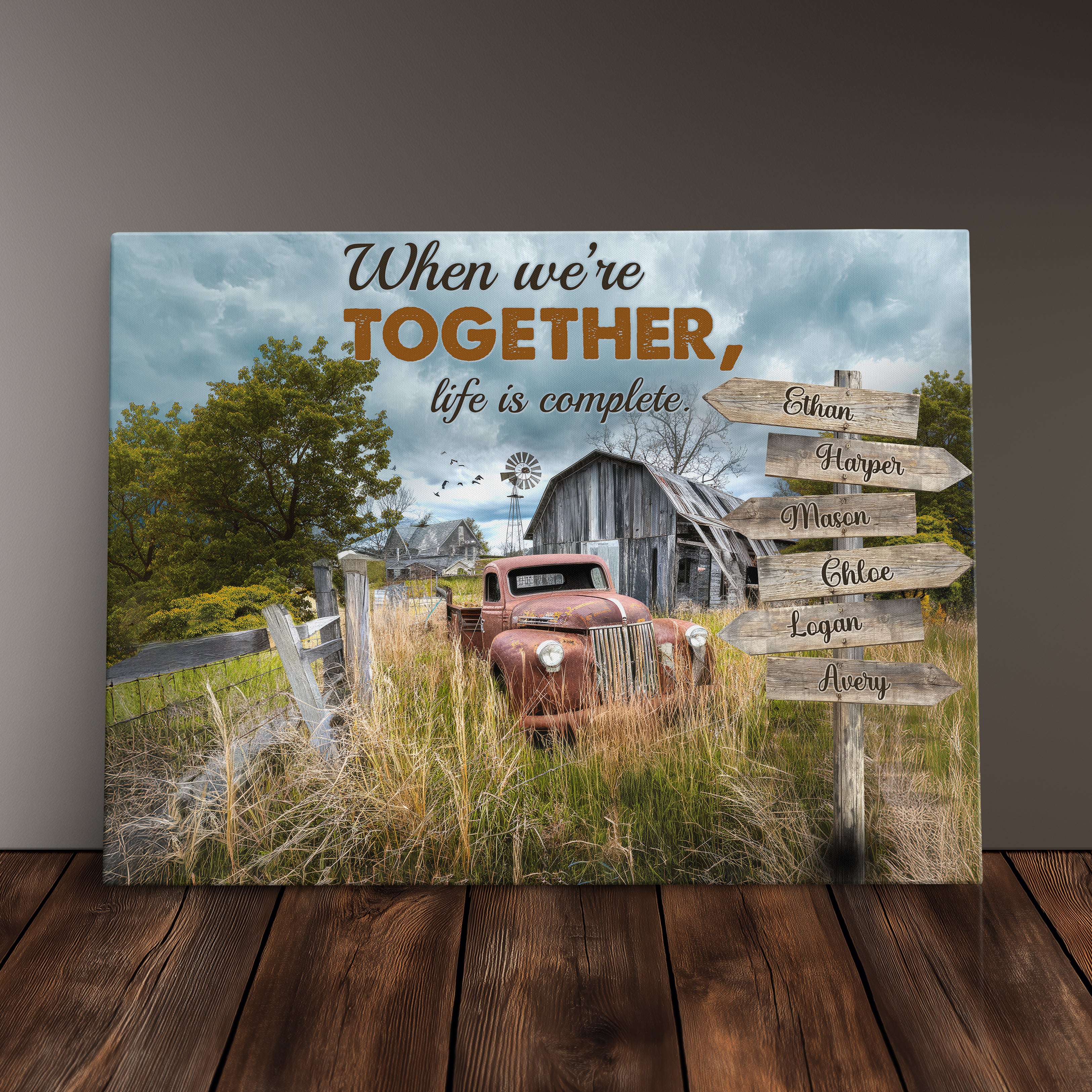 Personalized Family Name Sign Farmhouse Decor Custom Family Street Signs Canvas Print