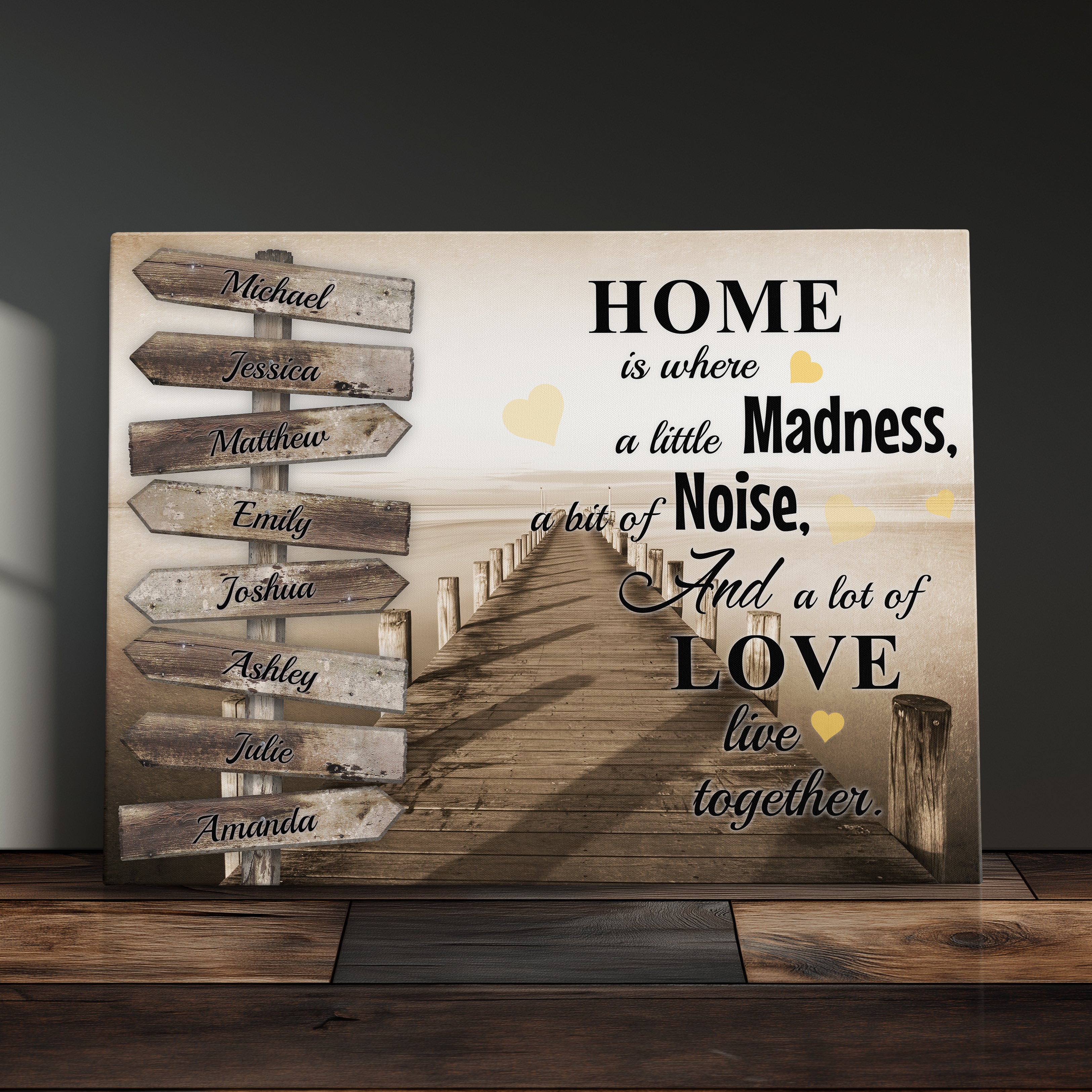 Personalized Family Name Canvas Print Home Decor Rustic Style Lake House Wall Art