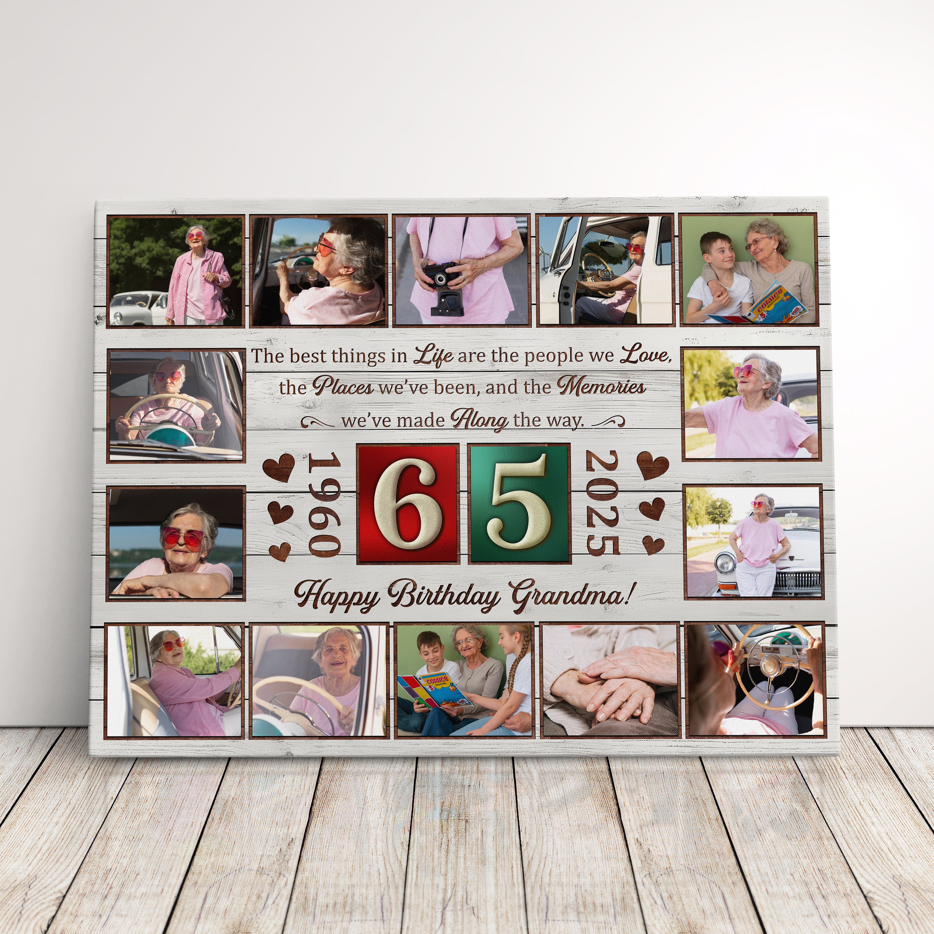 Personalized Birthday Gift For Grandparents 65th Birthday Photo Collage Custom Canvas Print Gift Idea For Grandma or Grandpa