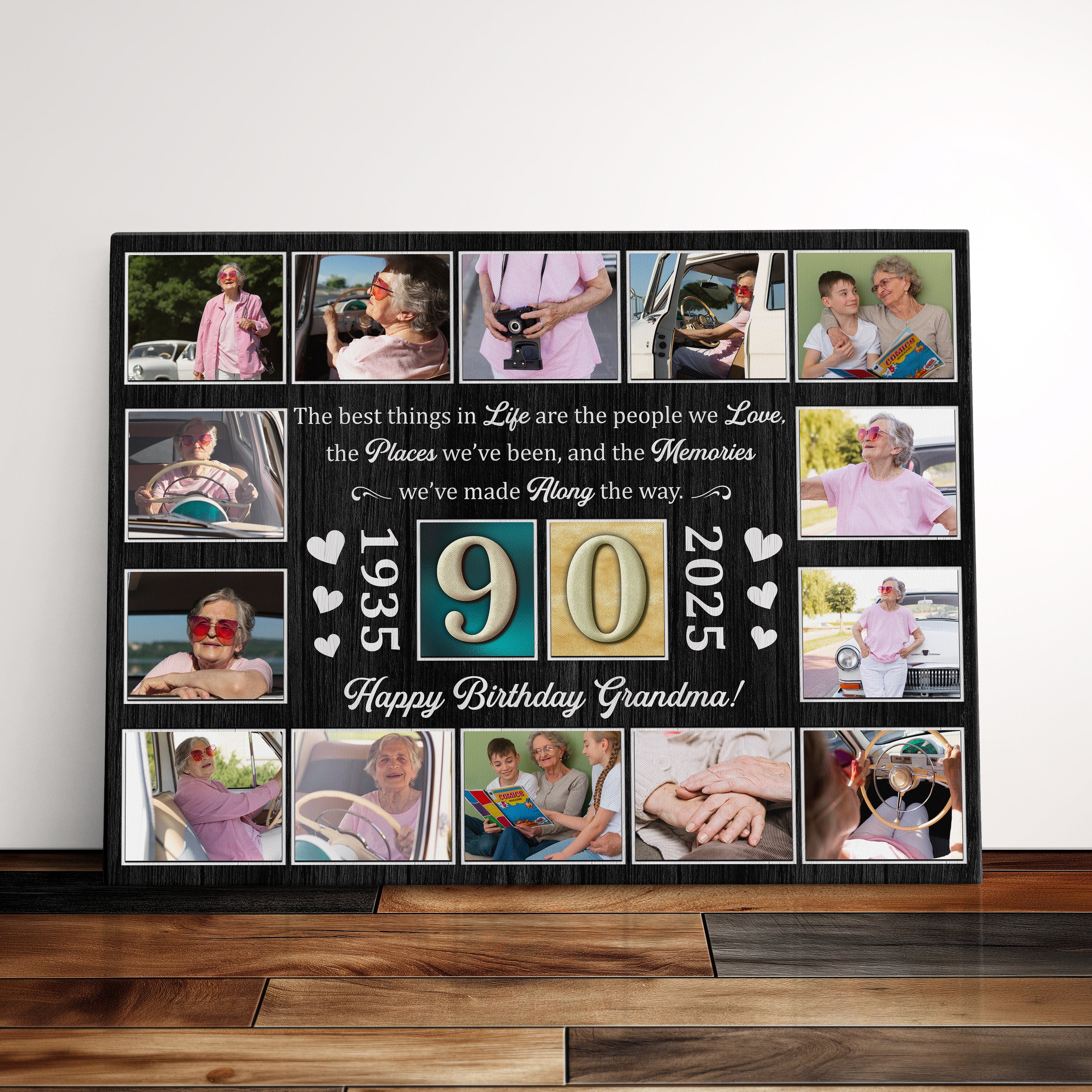 Personalized Birthday Gift For Grandparents 90th Birthday Photo Collage Custom Canvas Print Gift Idea For Grandma or Grandpa
