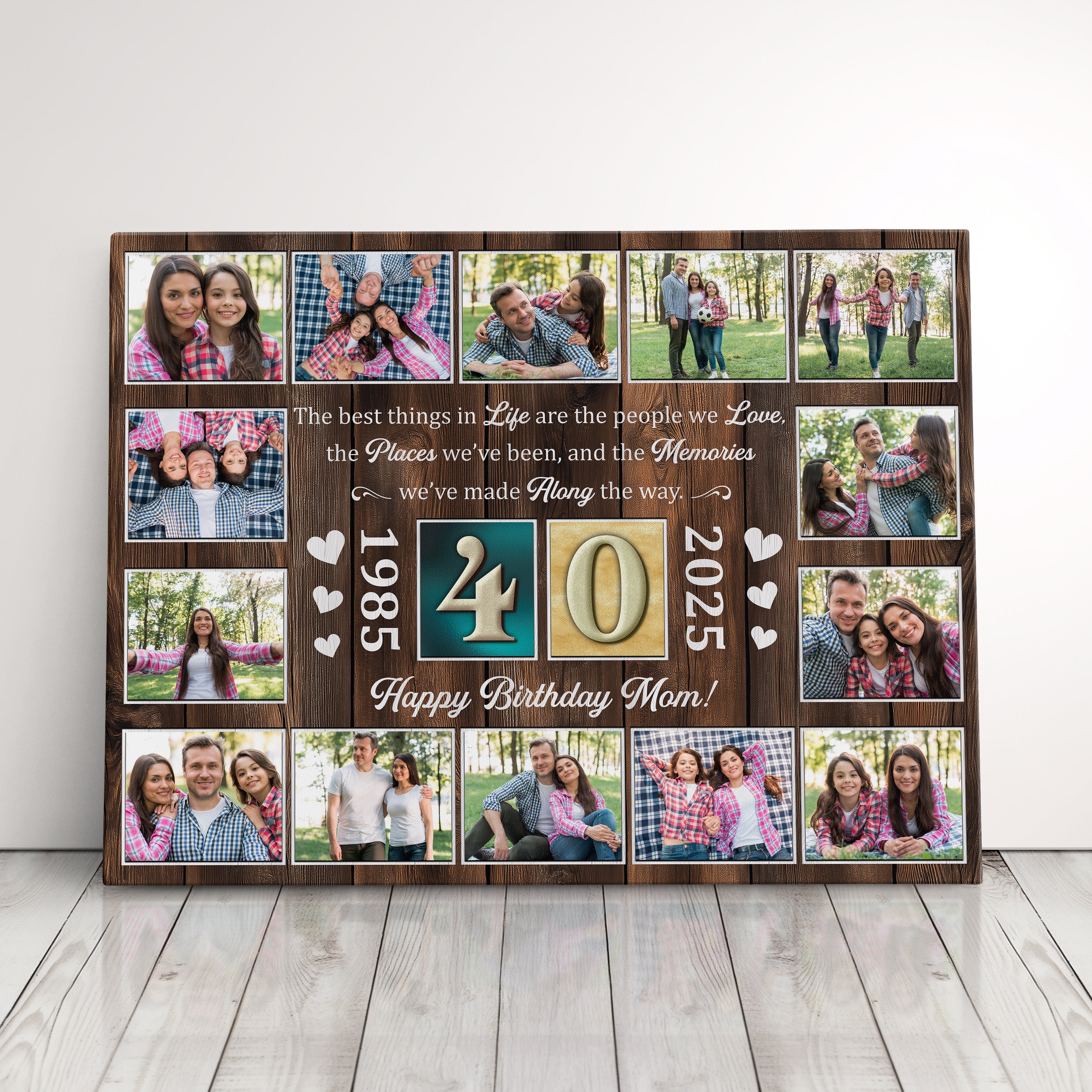 Personalized Birthday Gift For Parents 40th Birthday Photo Collage Custom Canvas Print Gift Idea For Mom Or Dad