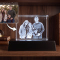 Custom Family Portrait 3D Crystal Engraving With Light Base