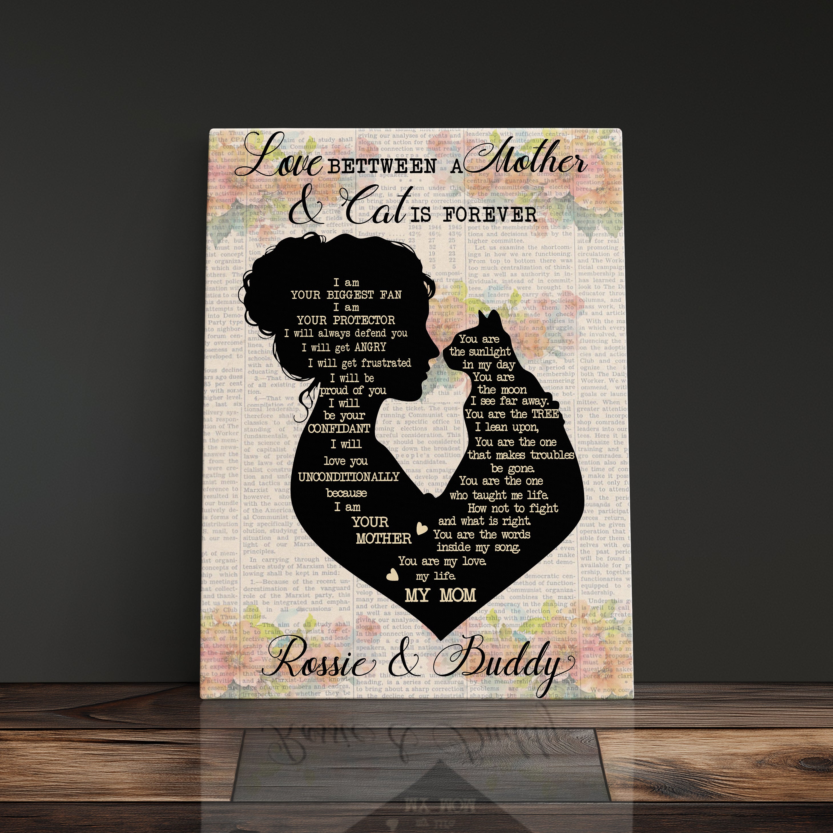 Personalized Canvas Print Gift For Cat Lover Mom, Custom Gift For Cat Mom, Crazy Cat Lady Funny Wall Art