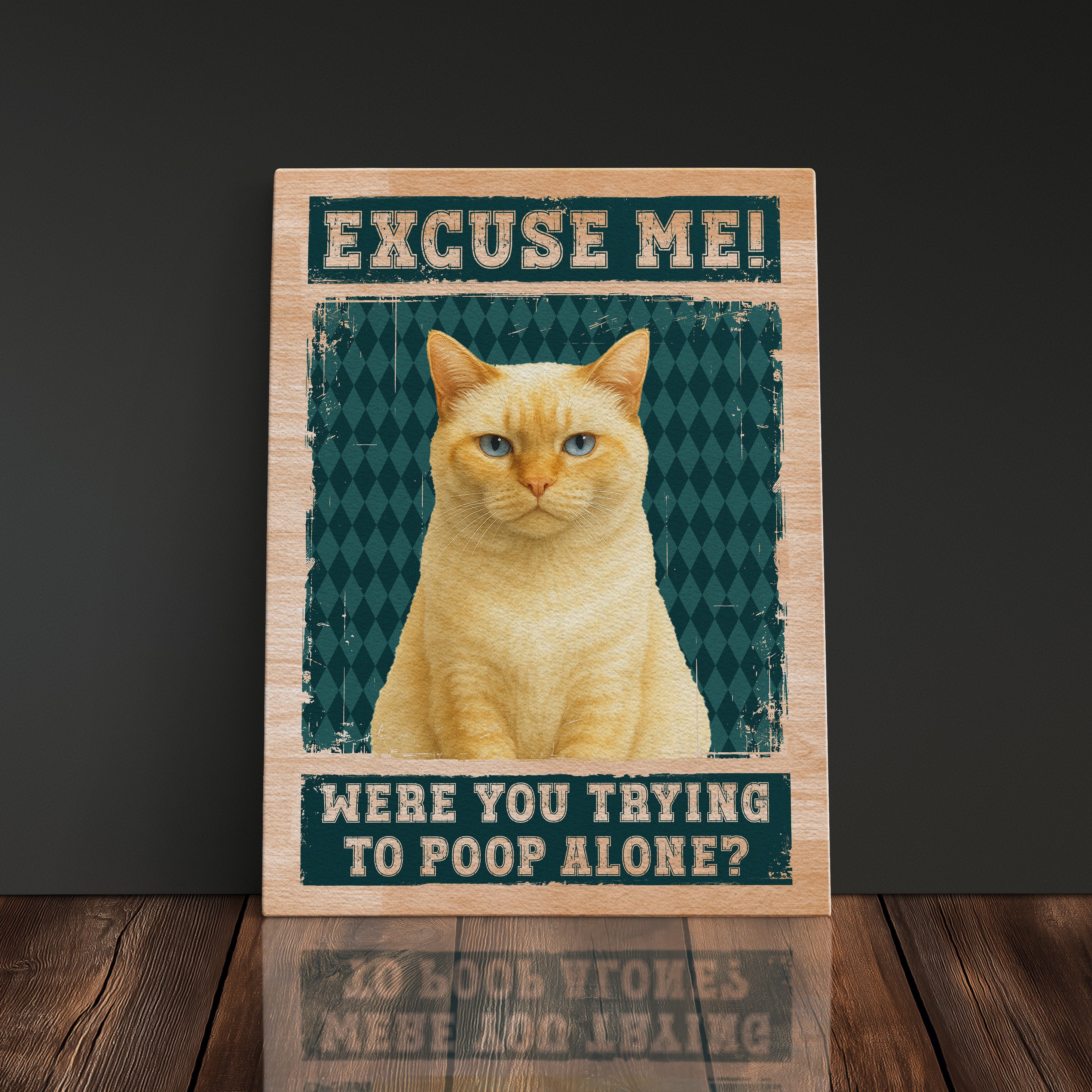Personalized Funny Cat Bathroom Decor Canvas Print For Cat Mom, Custom Gift For Cat Lover, Were You Trying To Poop Alone