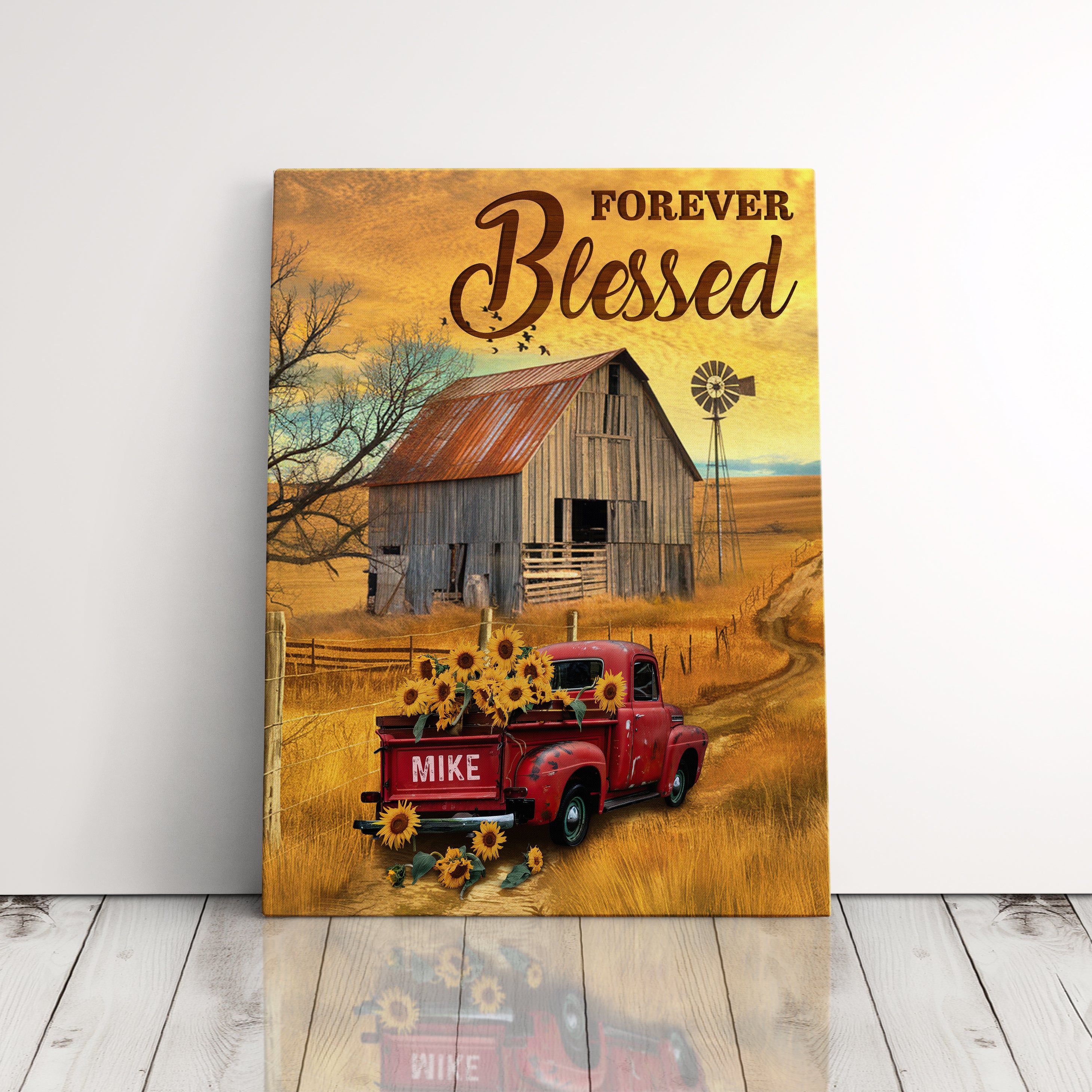 Personalized Farmhouse Canvas Print With Custom Name Wall Decor, Family Gift For Country Style Rustic Home Decor