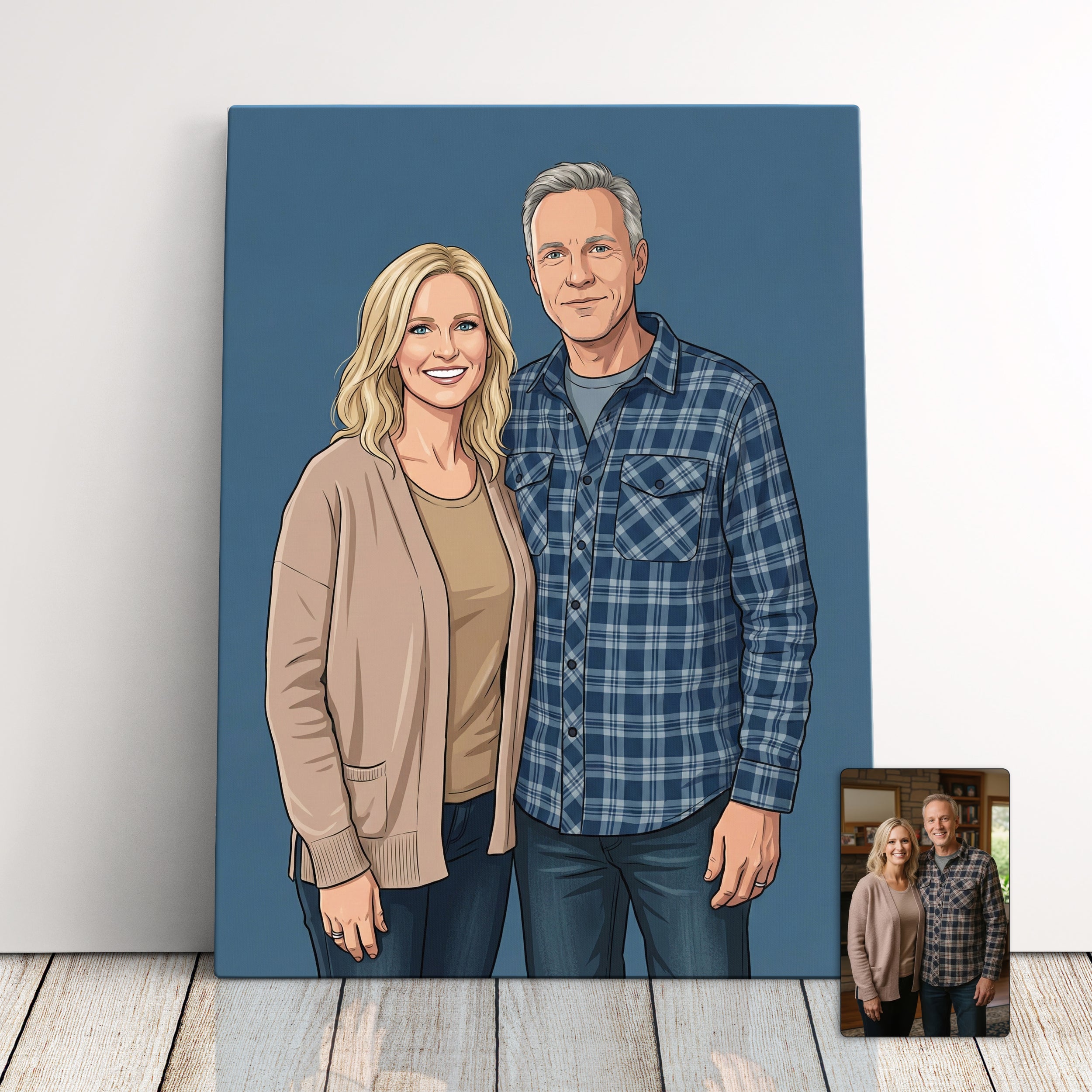 Faceless Or Minimalist Portrait From Photo, Cartoon Portrait, Family Gifts For Parents Or Couples Who Have Everything