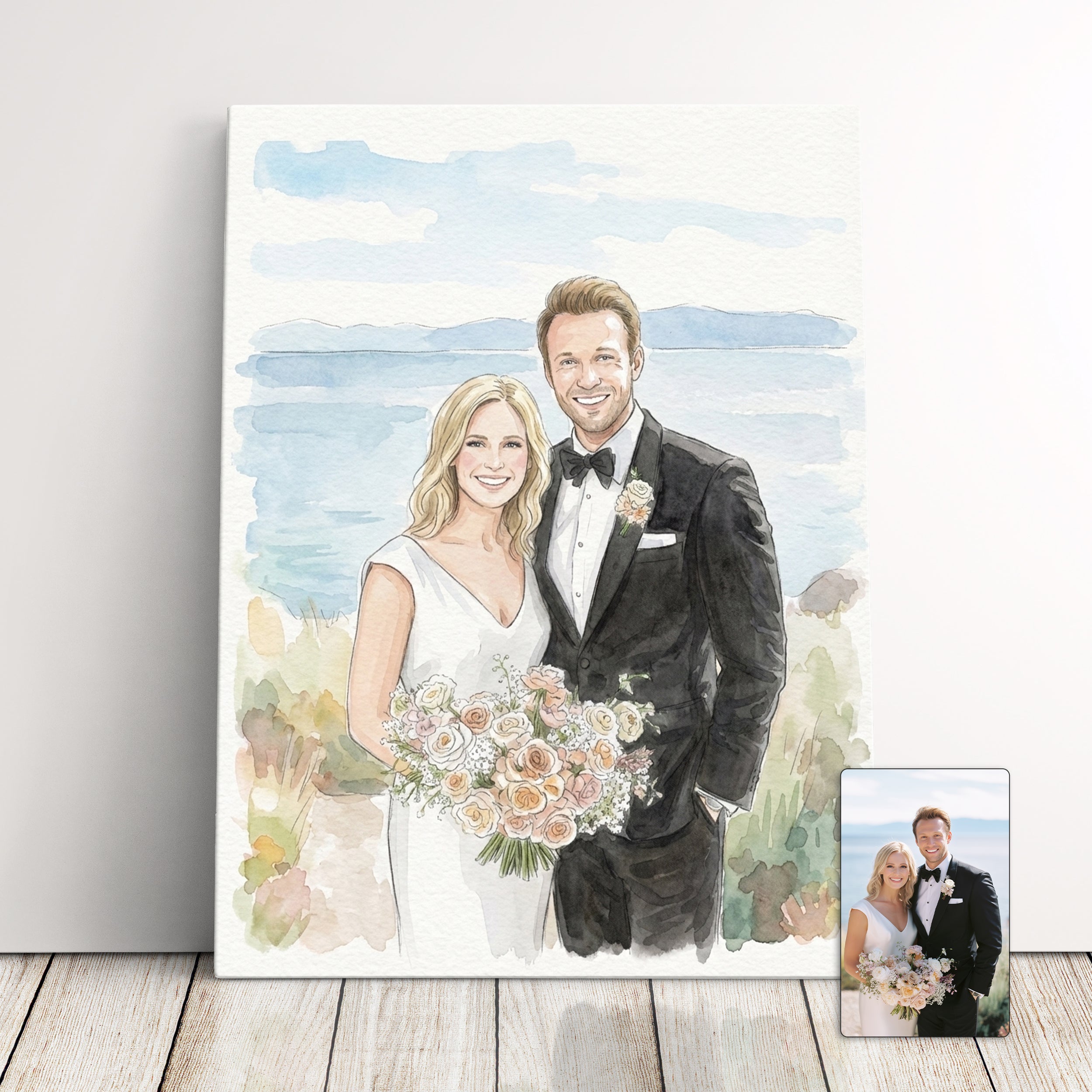 Custom Painting From Your Photo, Family Portrait, Wedding Or Romantic Portrait Gift For Couples
