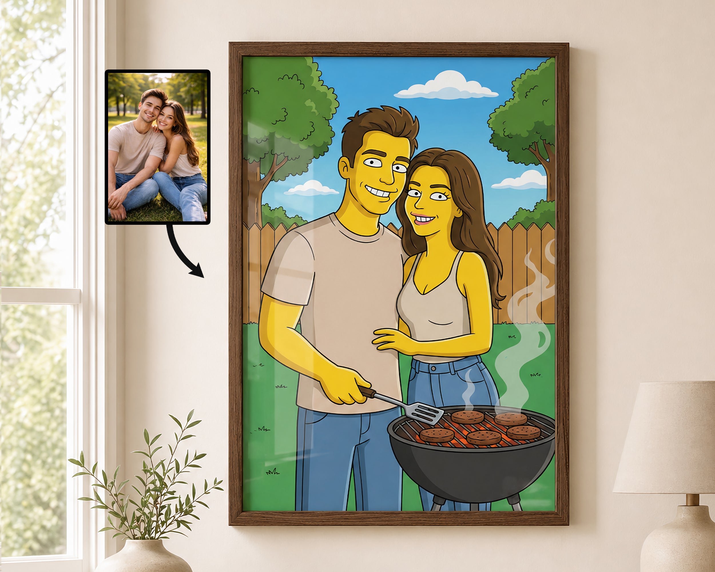 Custom Simpsons Family Cartoon Portrait, The Simpsons Gifts For Her, Valentines Day Couples Gifts For Anniversary Custom Family Gifts