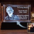 Custom Memorial Portrait 3D Crystal Engraving With Light Base