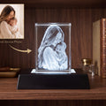 Custom Newborn Baby Portrait 3D Crystal Engraving With Light Base