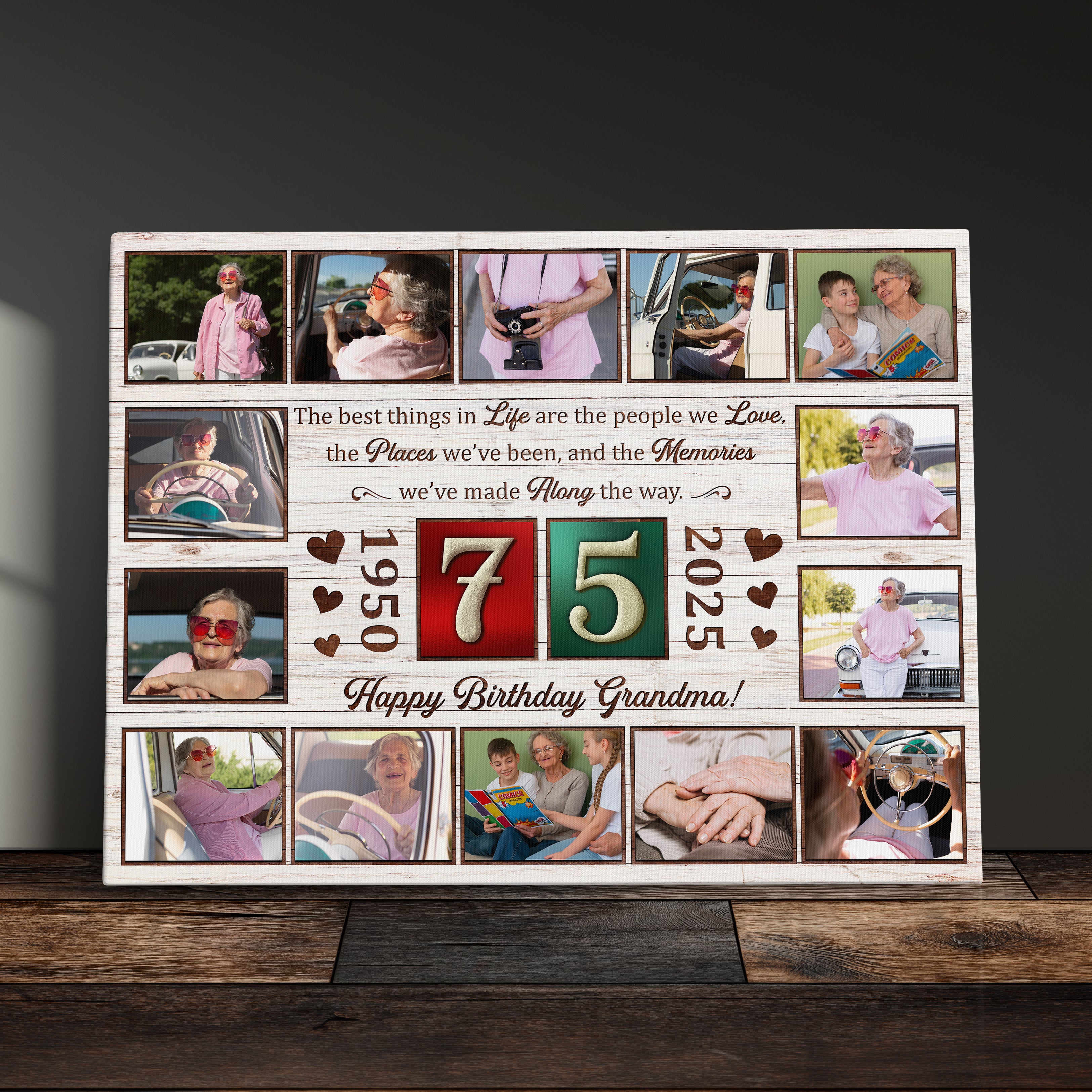 Personalized Birthday Gift For Grandparents 75th Birthday Photo Collage Custom Canvas Print Gift Idea For Grandma or Grandpa