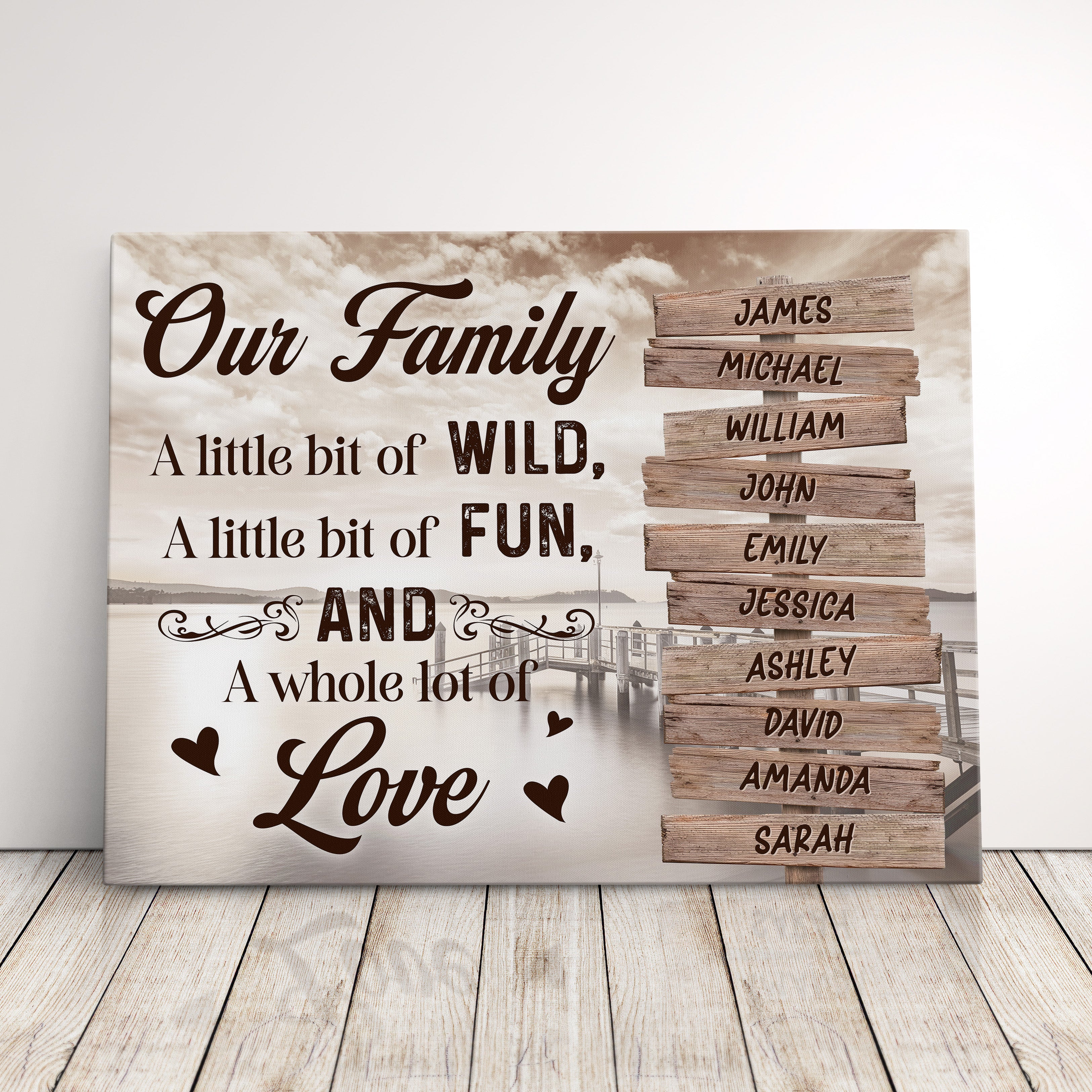 Personalized Family Name Sign Gallery Wrapped Canvas Print Wall Art