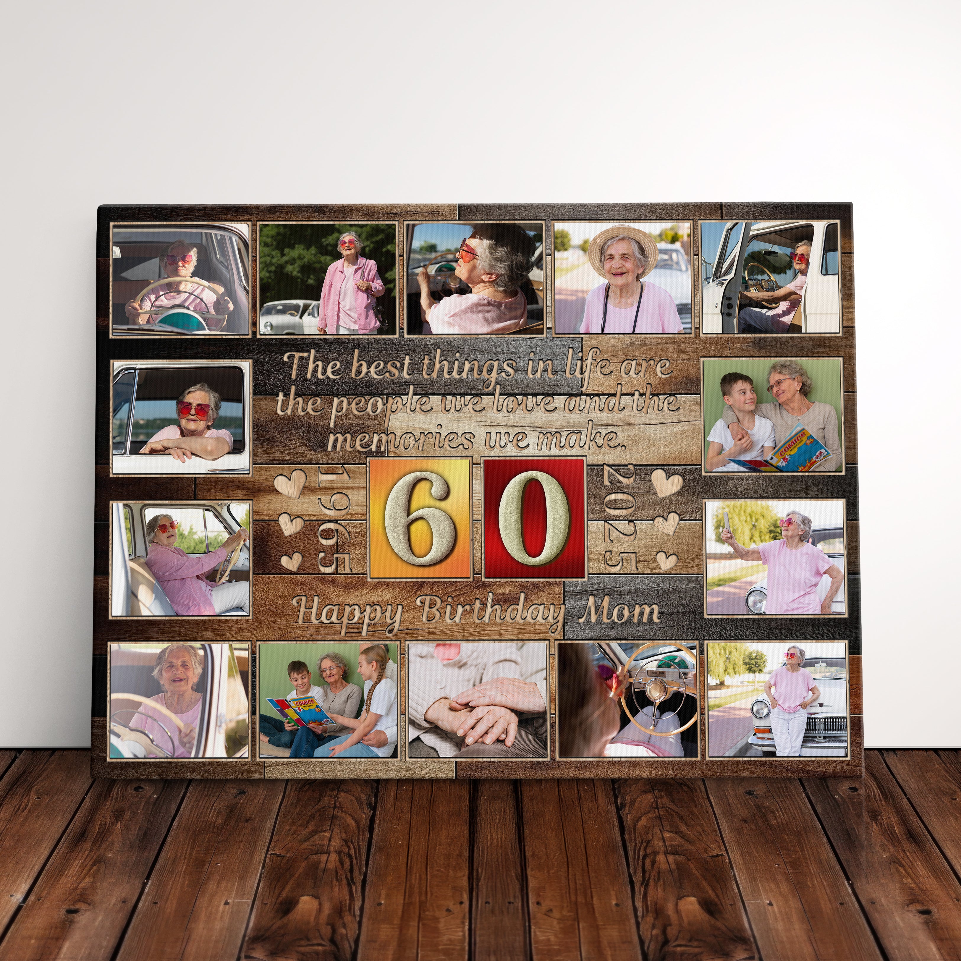 Personalized Birthday Gift For Grandma or Grandpa 60th Birthday Photo Collage Custom Canvas Print Gift Idea For Parents or Grandparents