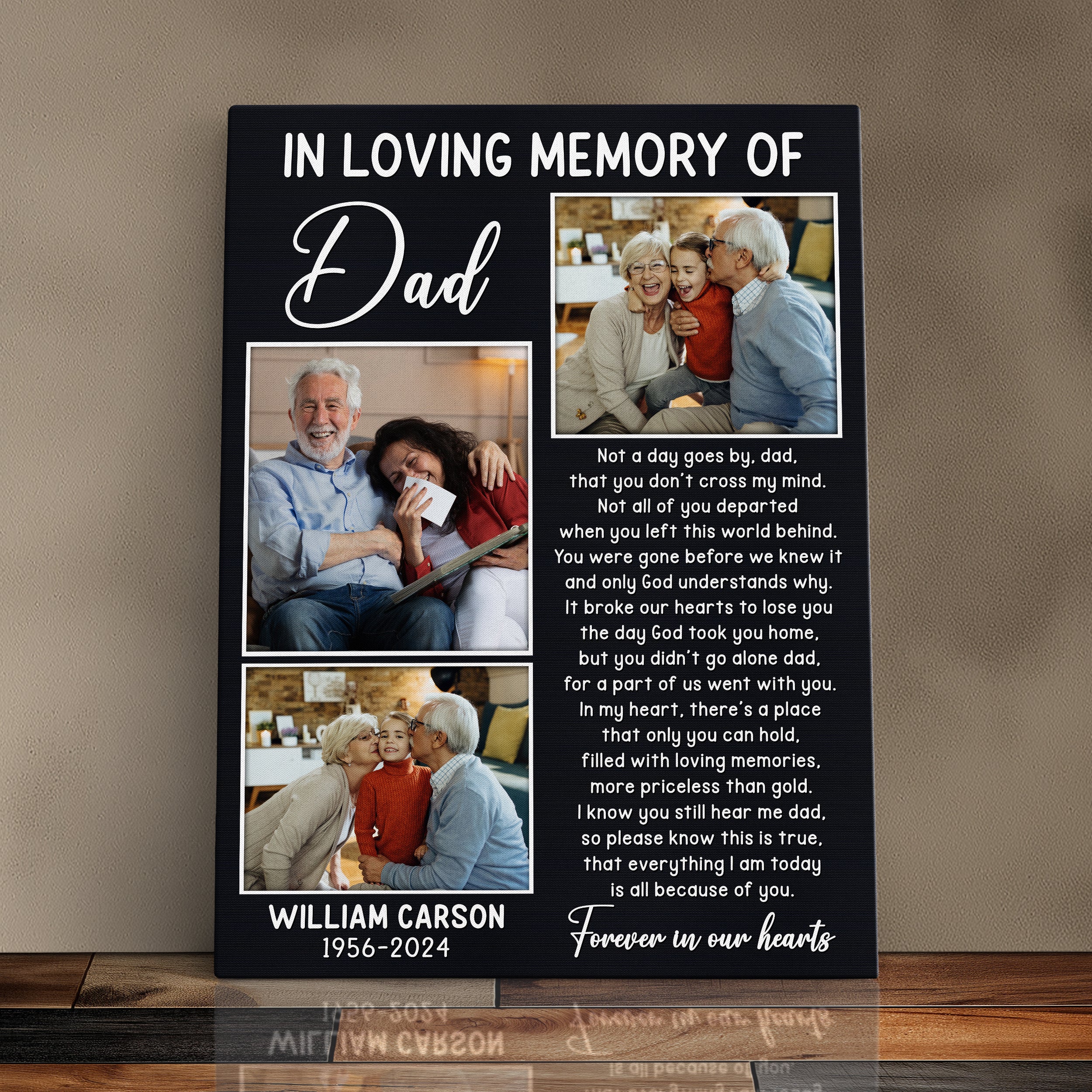 Personalized Remembrance Gift Photo Canvas Print, Custom Memorial Sympathy Gift For Loss Of Parent Mom Dad, In Loving Memory Wall Decor