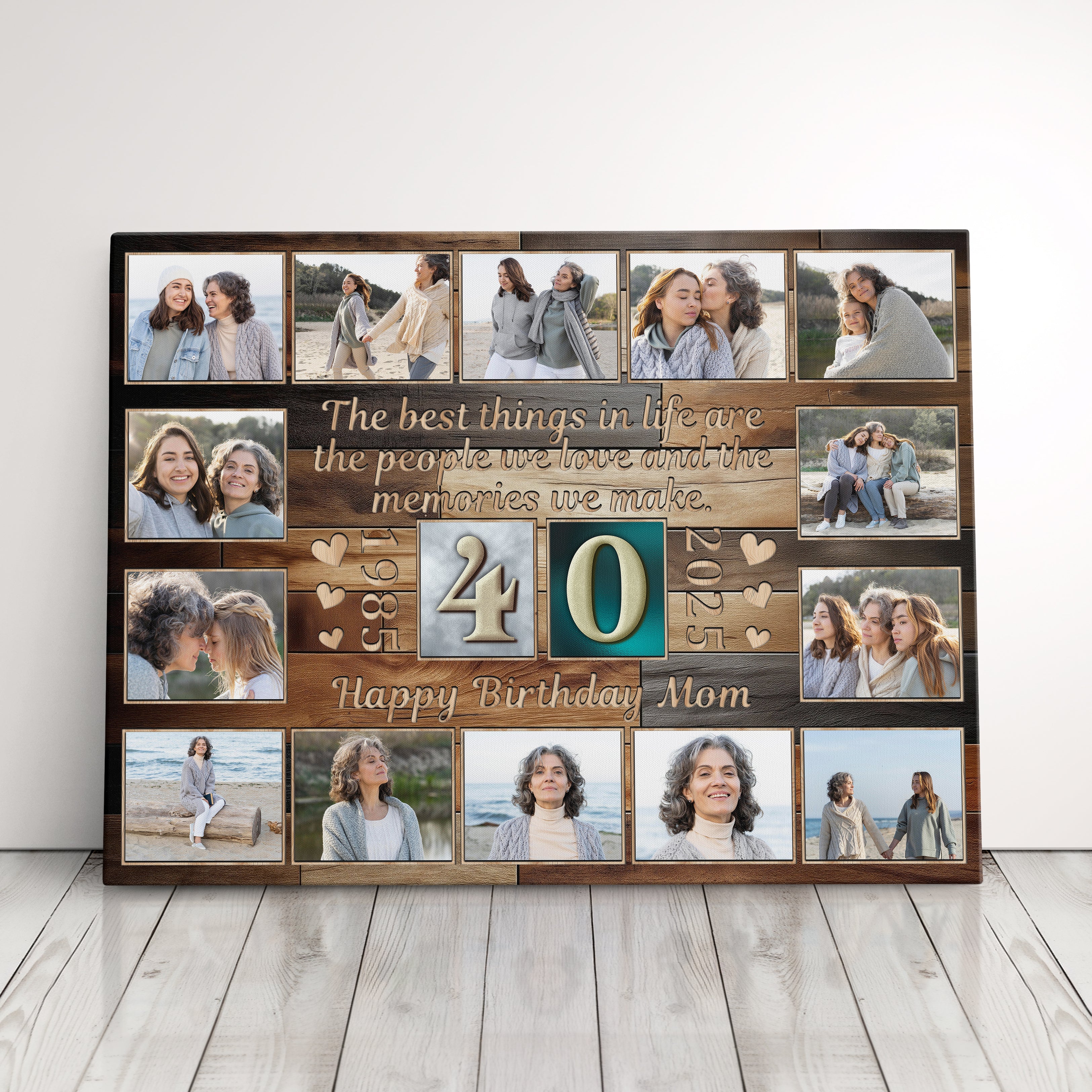 Personalized Birthday Gift For Mom or Dad 40th Birthday Photo Collage Custom Canvas Print Gift Idea For Grandparents or Parents