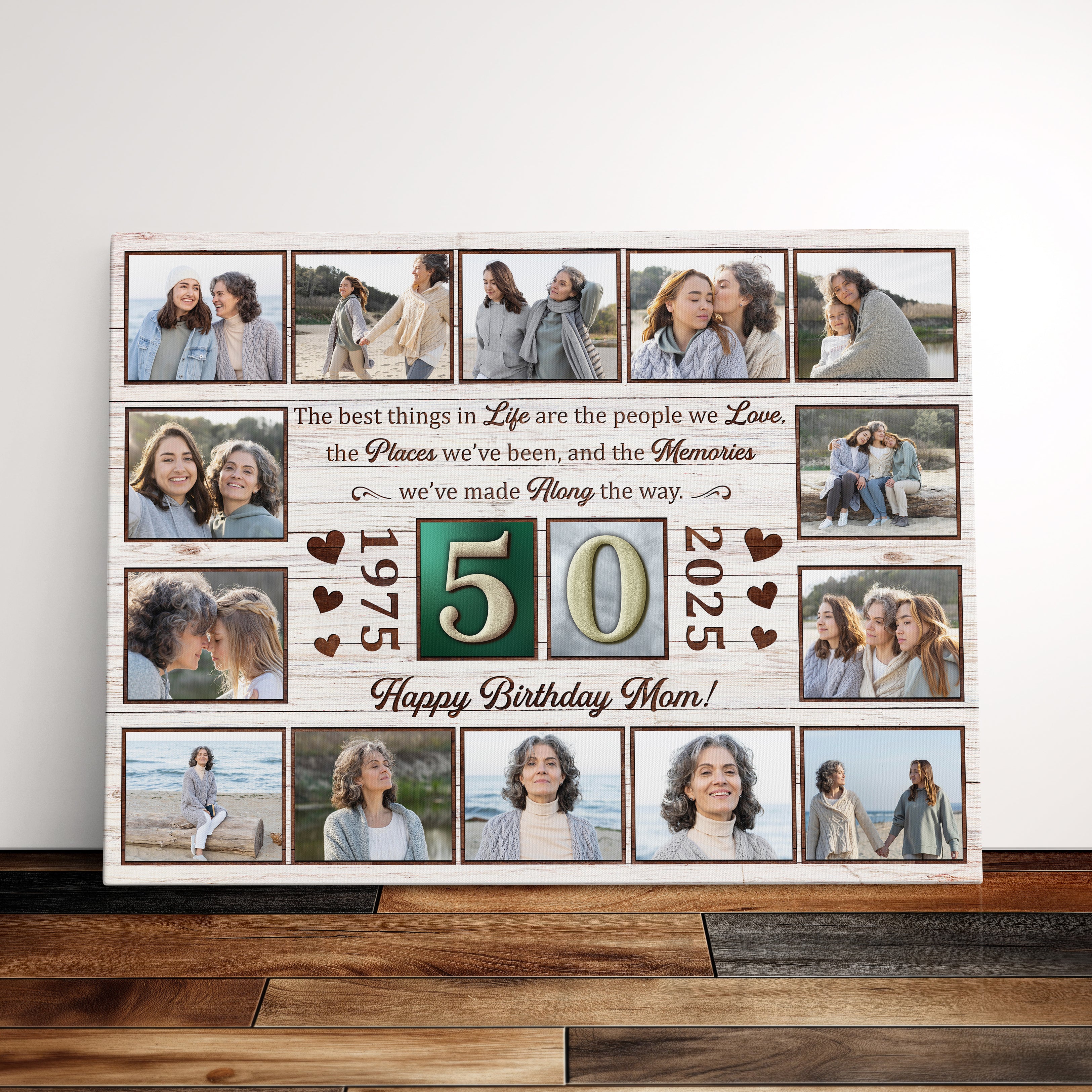 Personalized Birthday Gift For Parents 50th Birthday Photo Collage Custom Canvas Print Gift Idea For Mom Or Dad