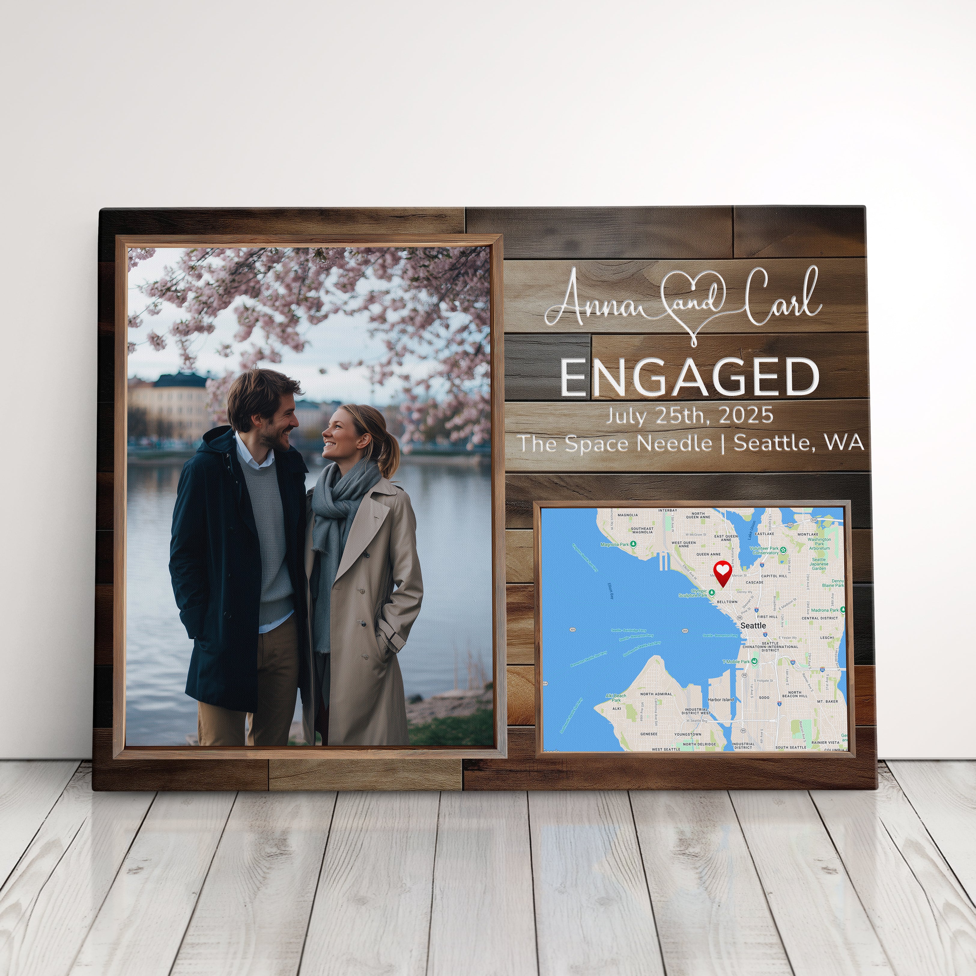 Personalized Engagement Gift Canvas Print Custom Engaged Photo Gift For Newley Engaged Couples