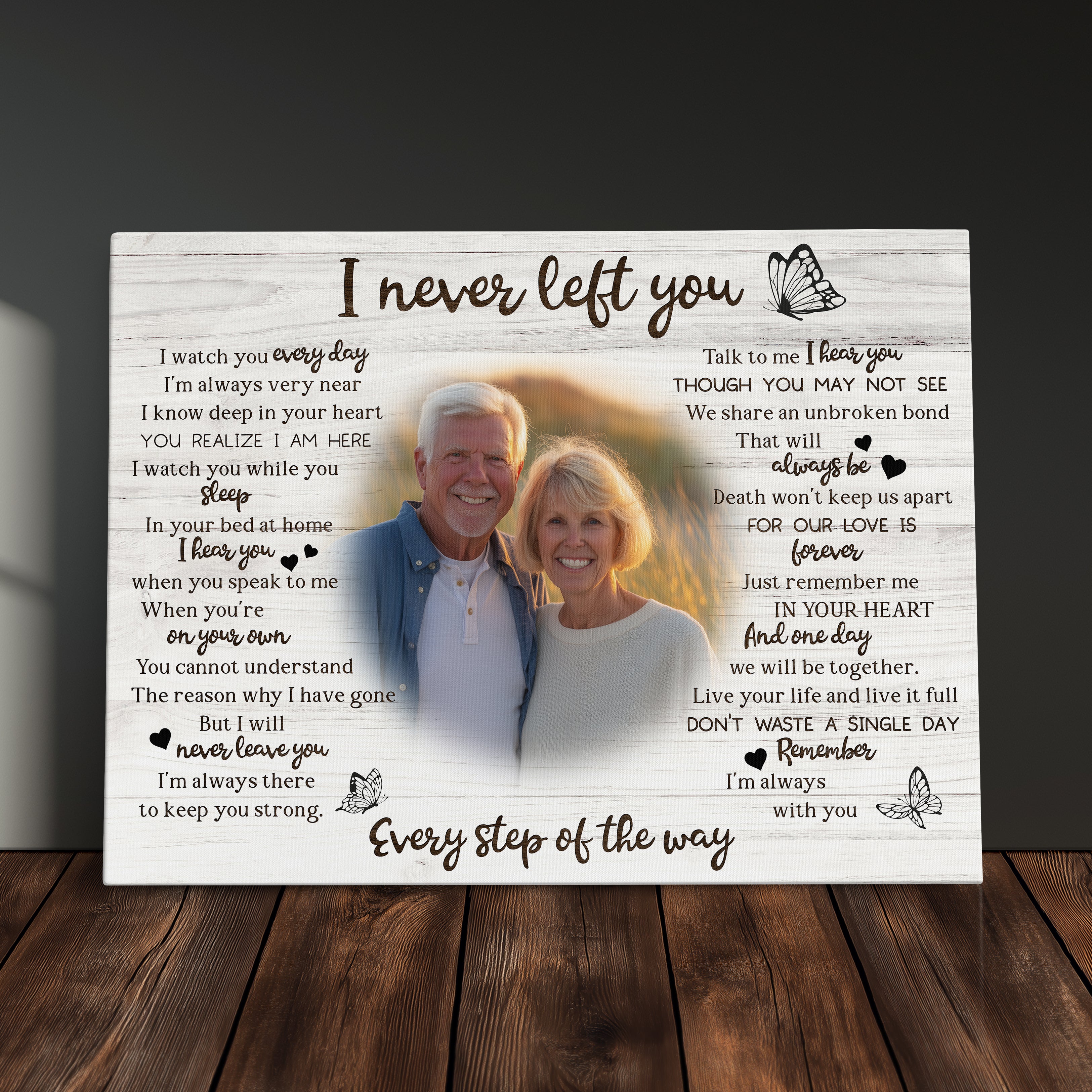Personalized Photo Memorial Canvas Print Gift For Loss Of Loved One, Custom Sympathy Gift For Loss, Rest In Peace Mom Or Dad I Never Left You
