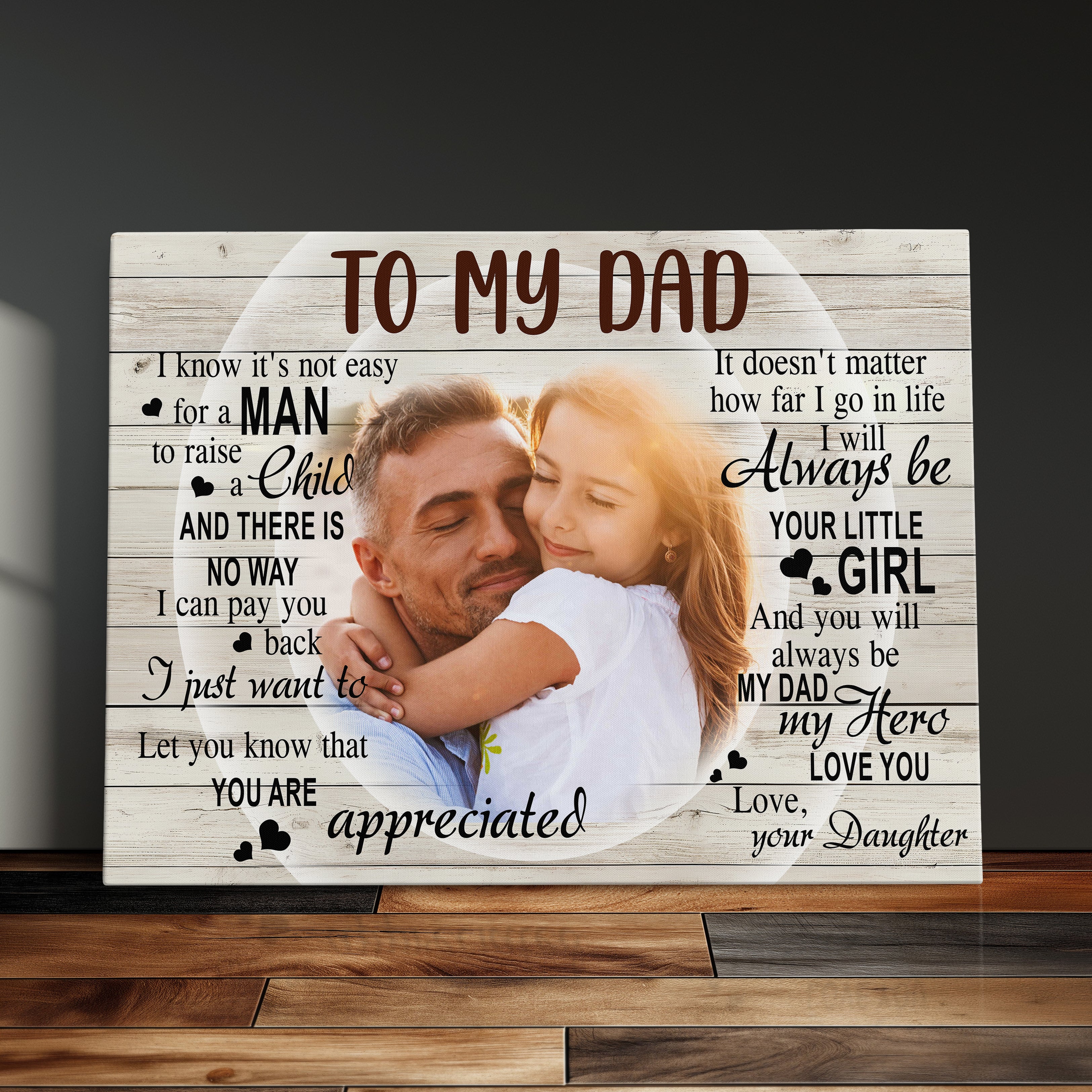 Personalized Gift For Dad From Daughter Canvas Print Photo Gift To Dad Family Picture Frame
