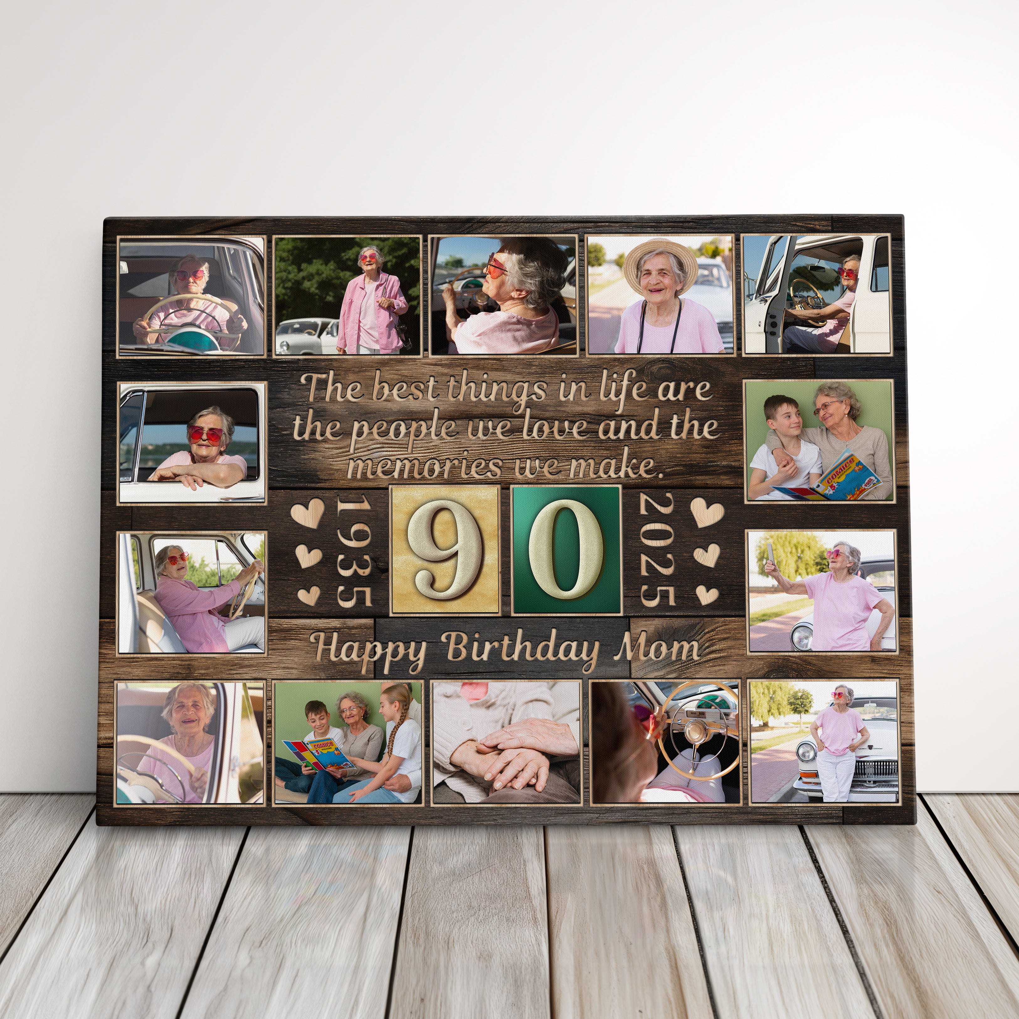 Personalized Birthday Gift For Grandma or Grandpa 90th Birthday Photo Collage Custom Canvas Print Gift Idea For Parents or Grandparents