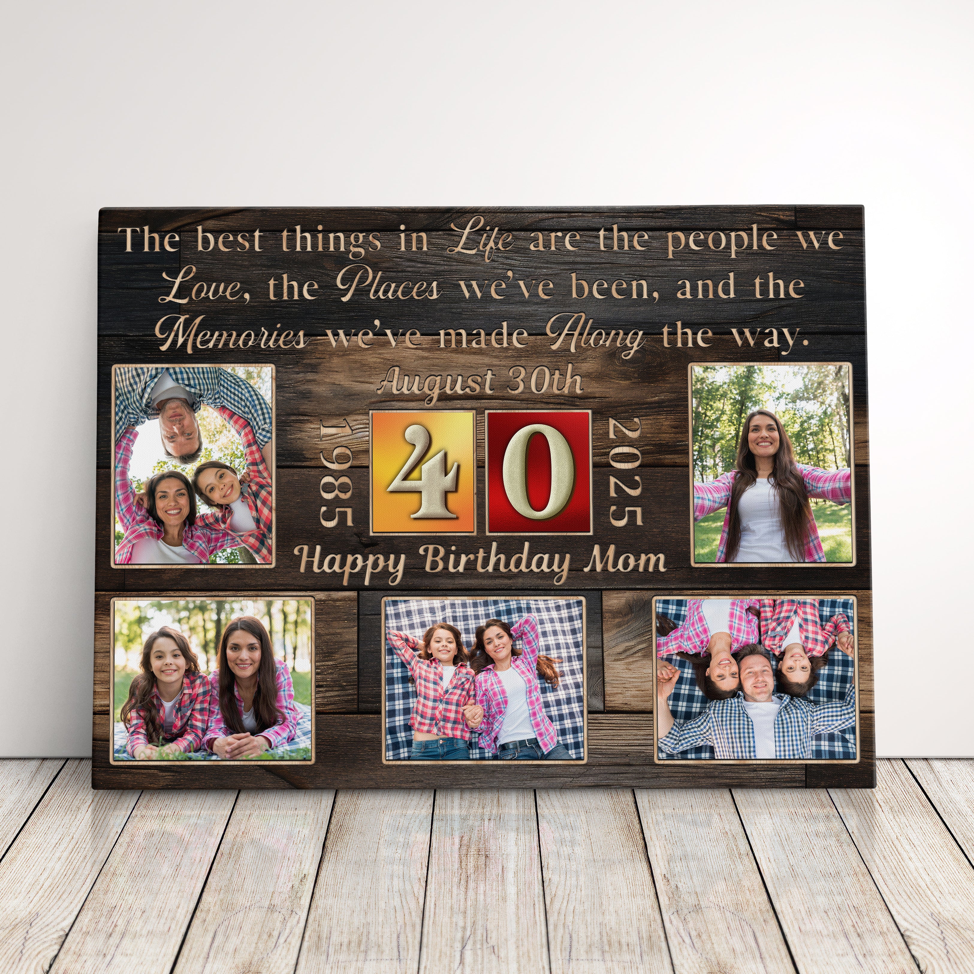 Personalized Birthday Gift For Mom Or Dad 40th Birthday Photo Collage Custom Canvas Print Gift Idea For Parents